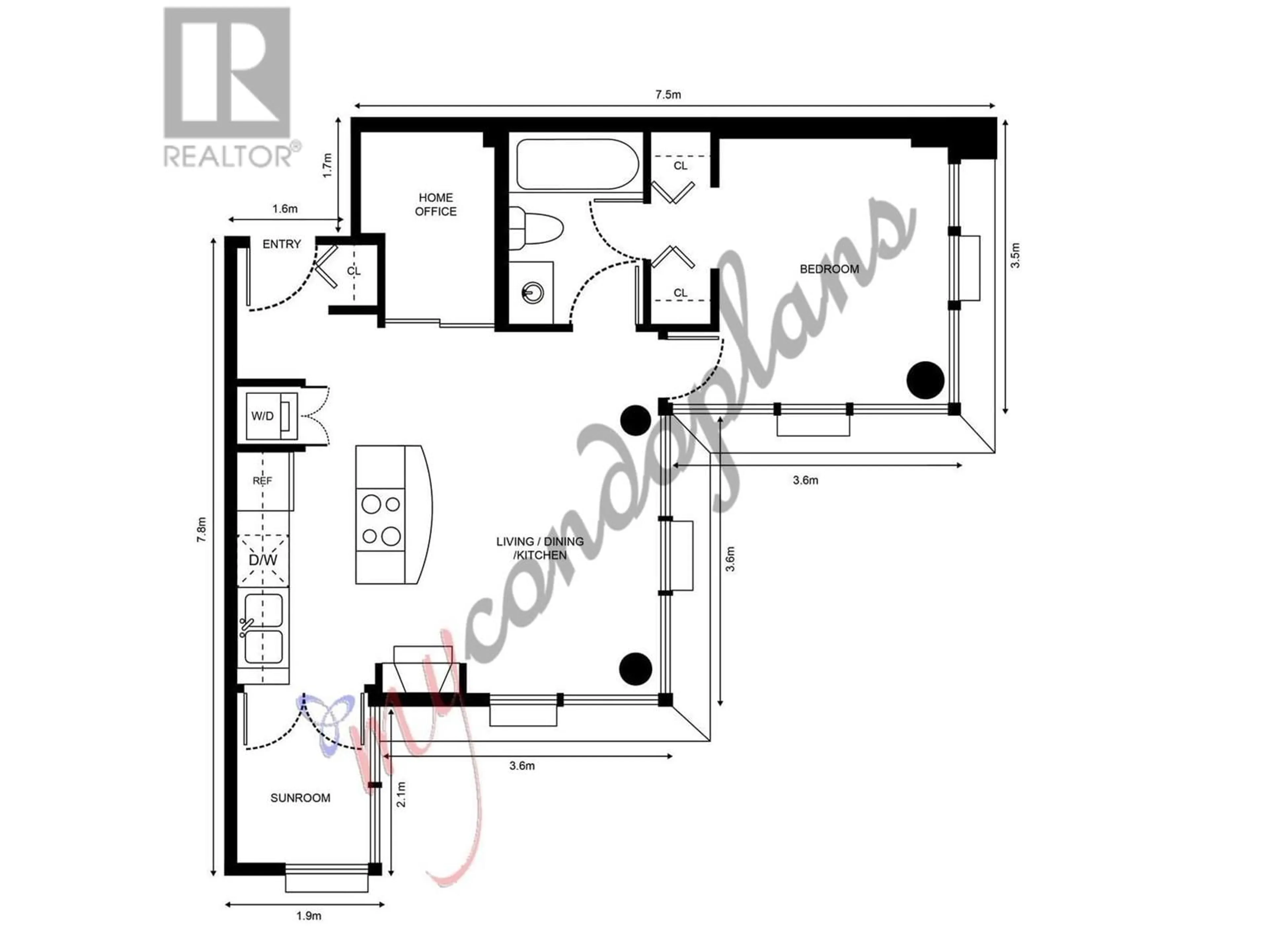 Floor plan for 1001 - 1723 ALBERNI STREET, Vancouver British Columbia V6G3G9