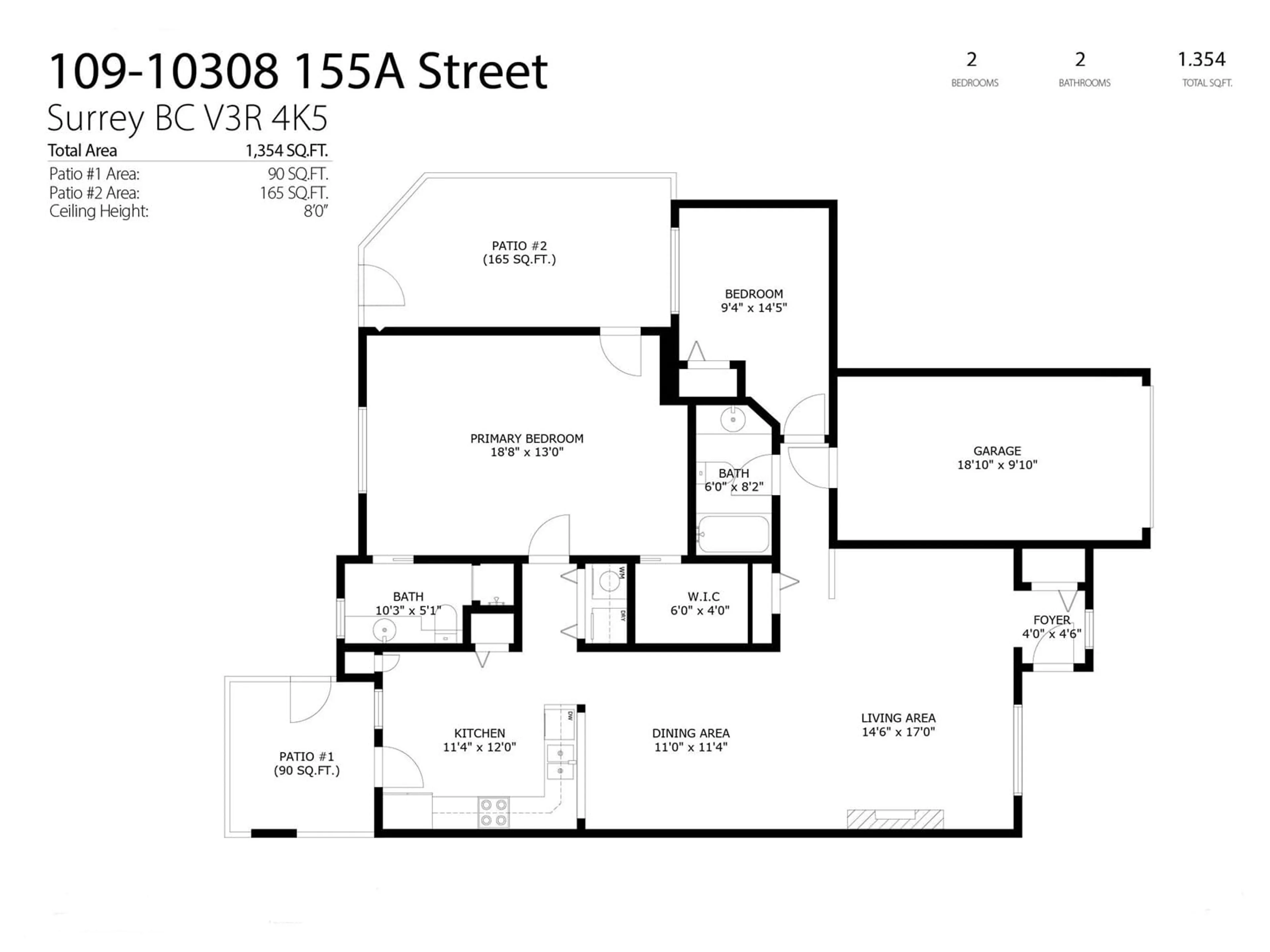 Floor plan for 109 - 10308 155A, Surrey British Columbia V3R4K5