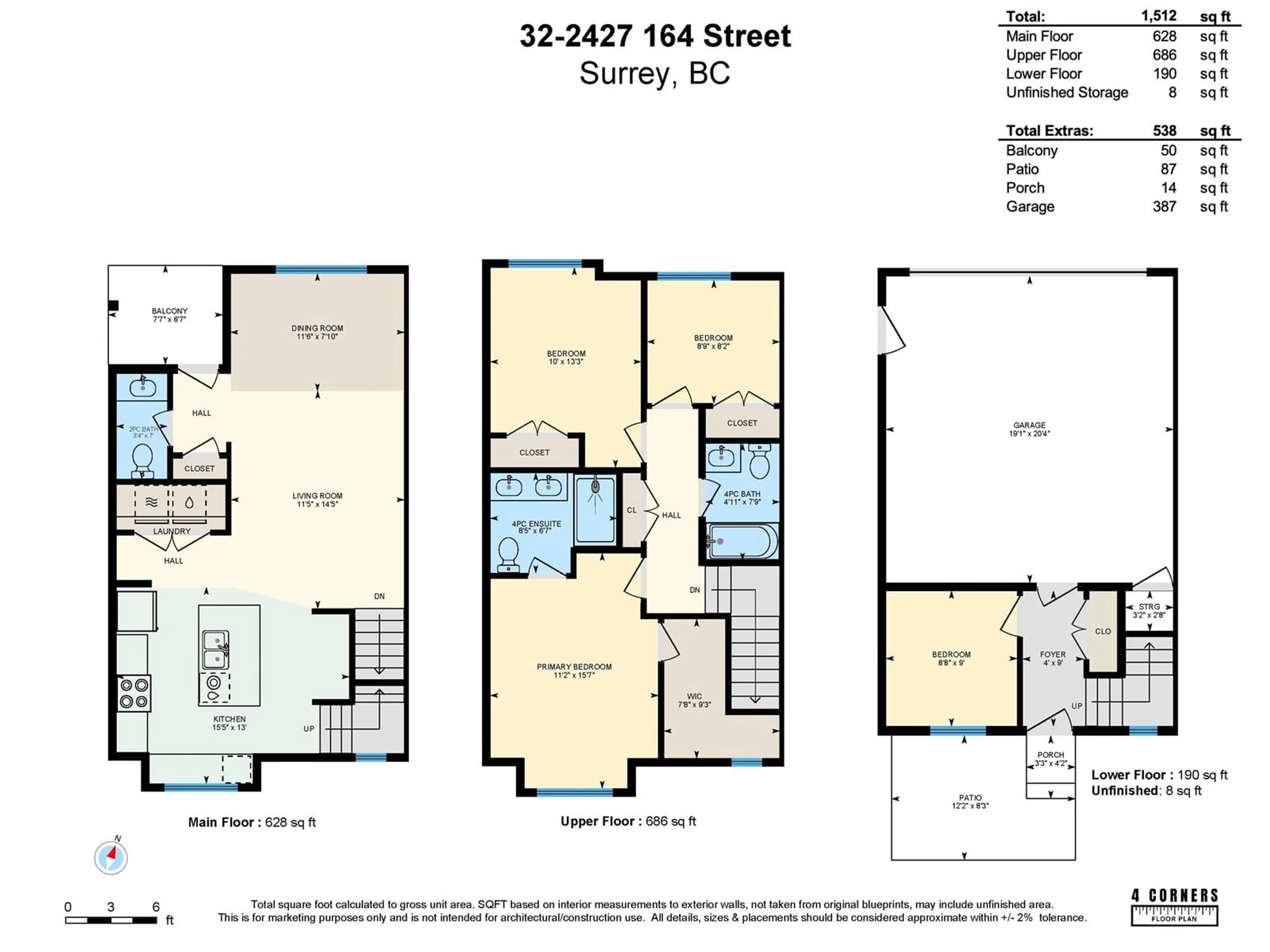 Floor plan for 32 - 2427 164, Surrey British Columbia V3Z0R6