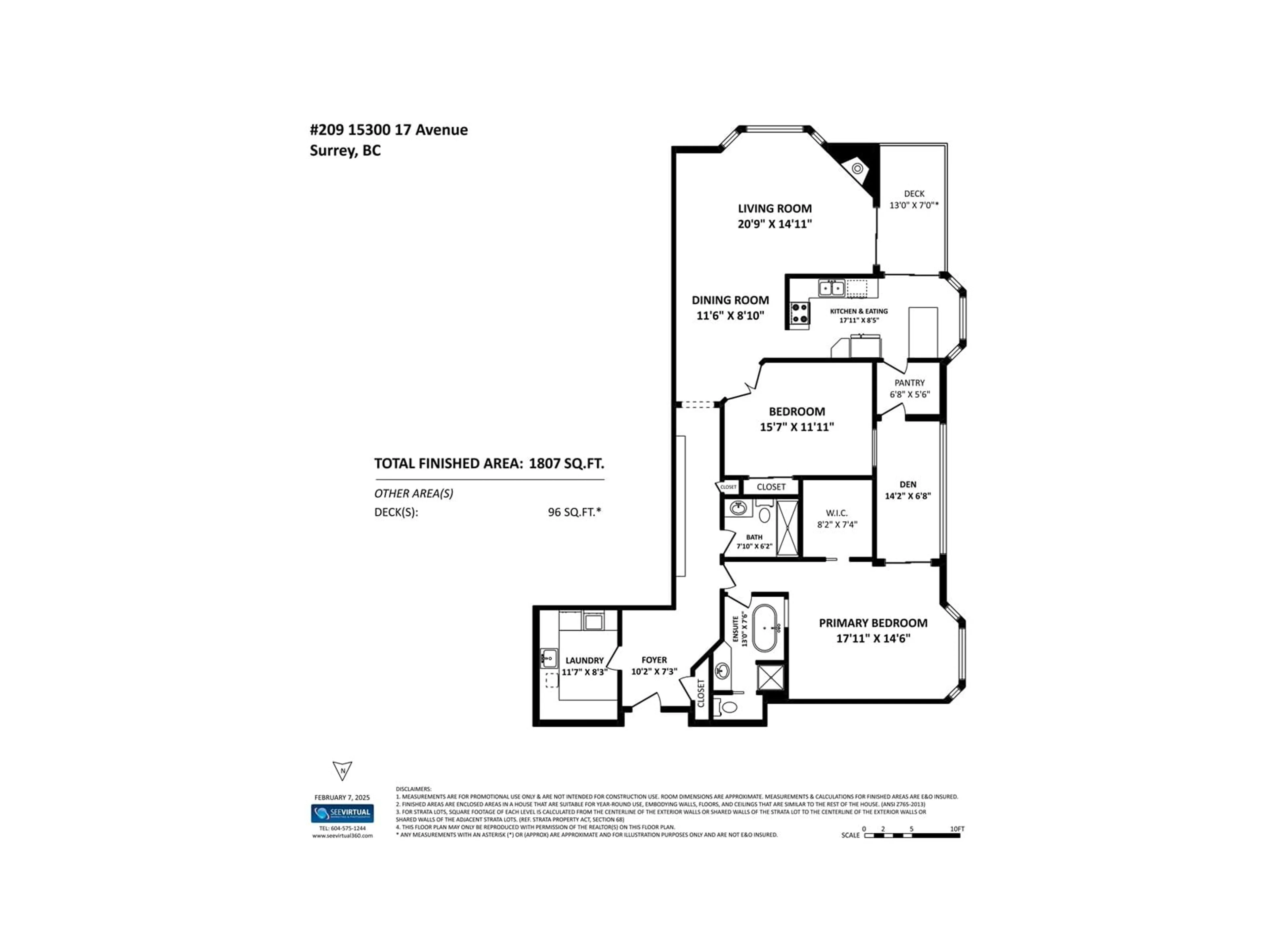 Floor plan for 209 - 15300 17, Surrey British Columbia V4A8Y6