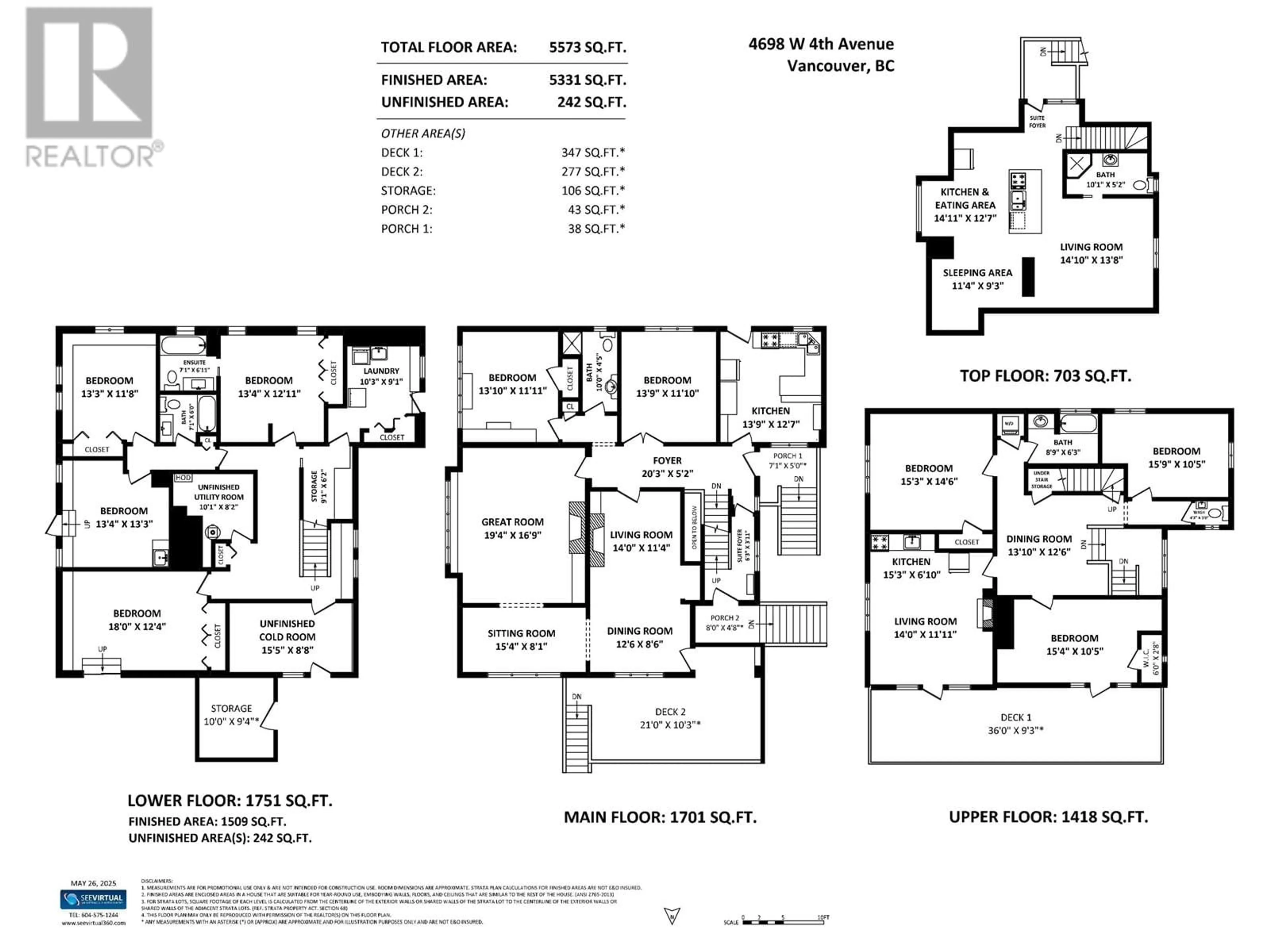 Floor plan for 4698 4TH AVENUE, Vancouver British Columbia V6R1R5