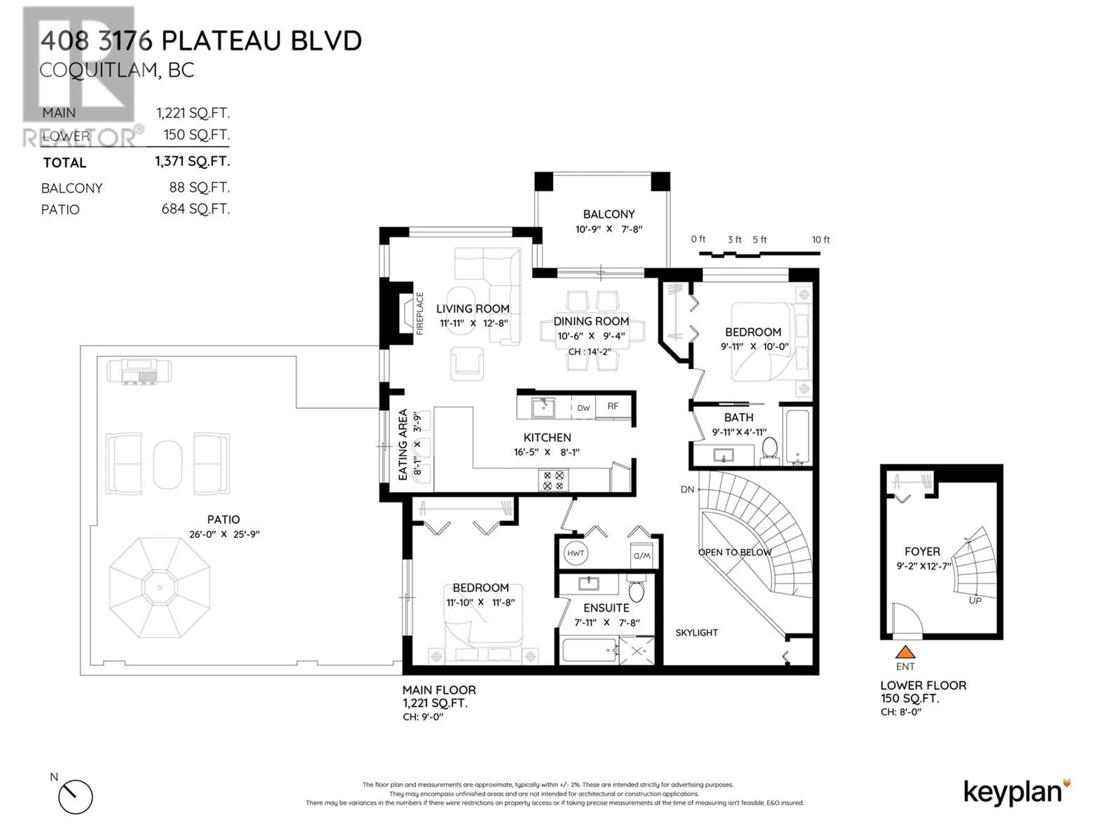 Floor plan for 408 - 3176 PLATEAU BOULEVARD, Coquitlam British Columbia V3E3J2