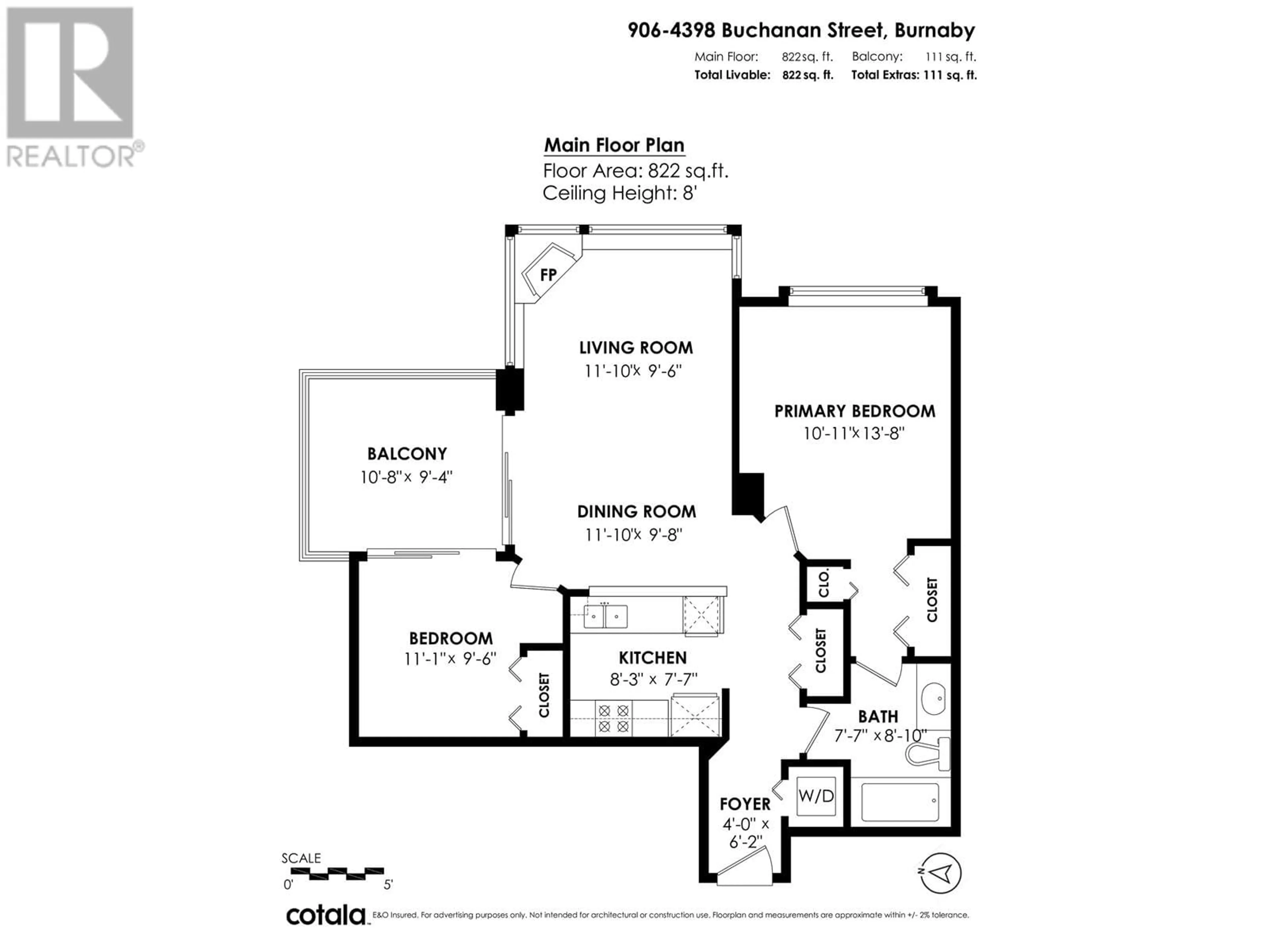 Floor plan for 906 - 4398 BUCHANAN STREET, Burnaby British Columbia V5C6R7