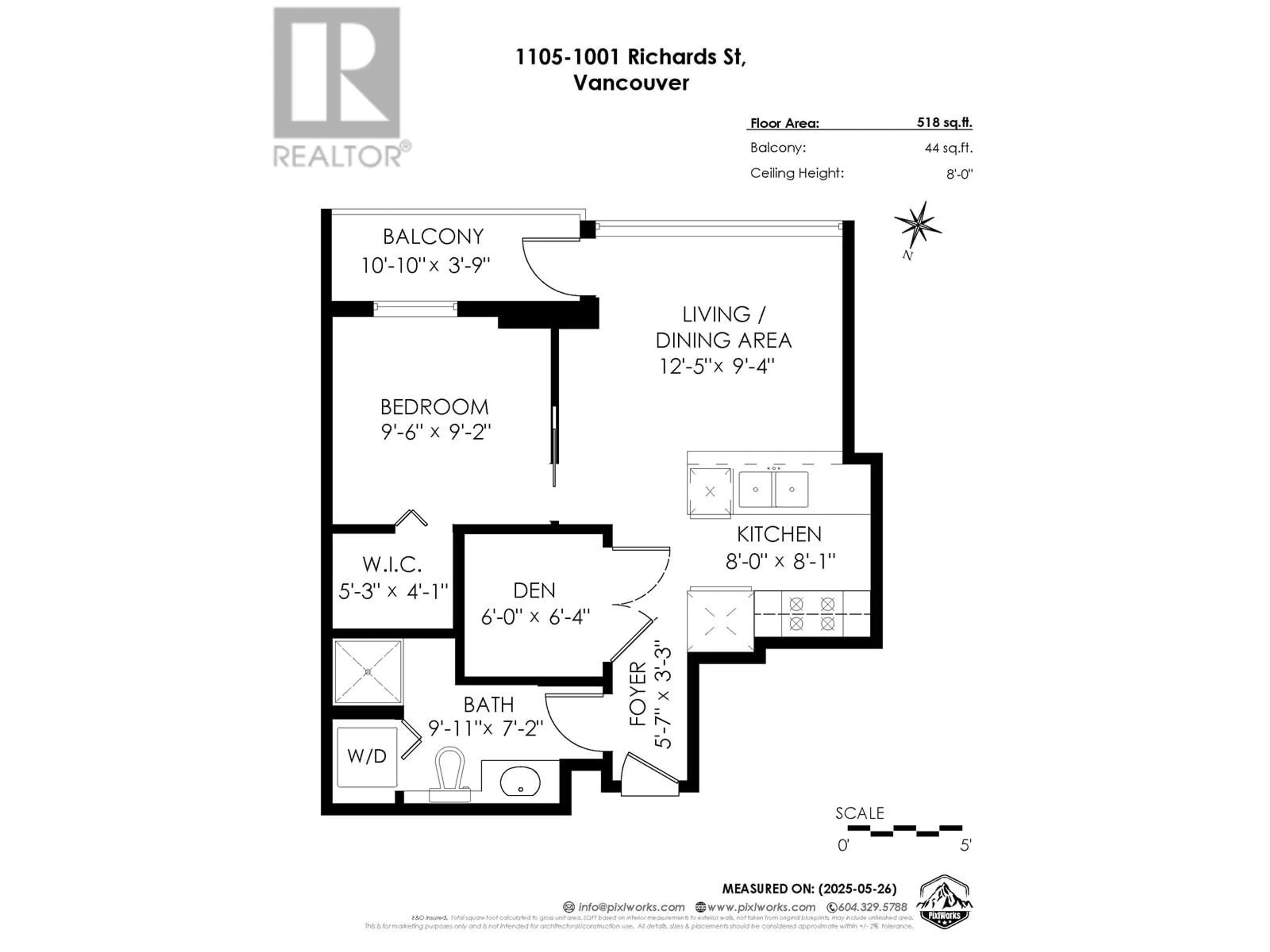 Floor plan for 1105 - 1001 RICHARDS STREET, Vancouver British Columbia V6B1J6