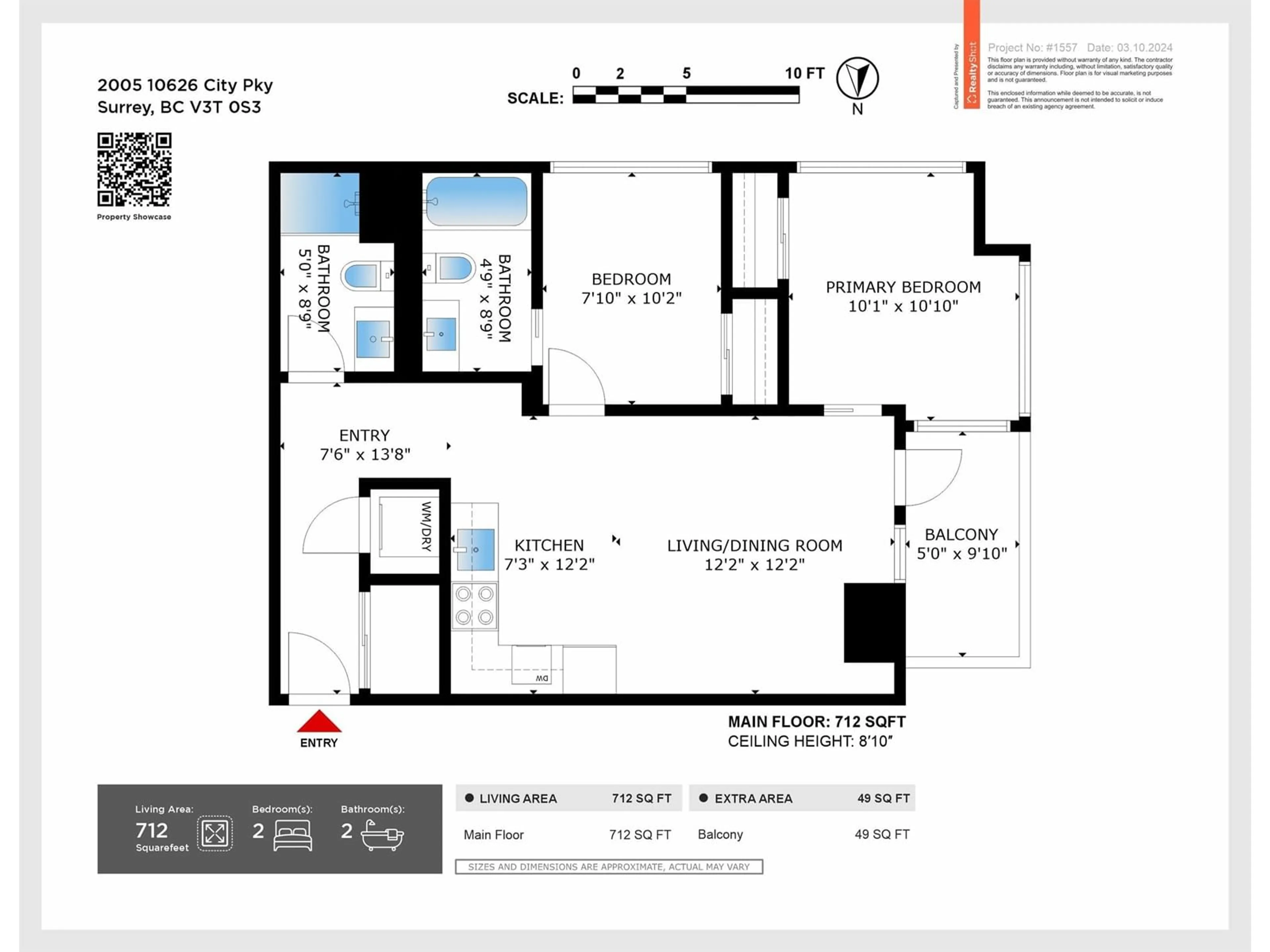 Floor plan for 2005 - 10626 CITY, Surrey British Columbia V3T0S3