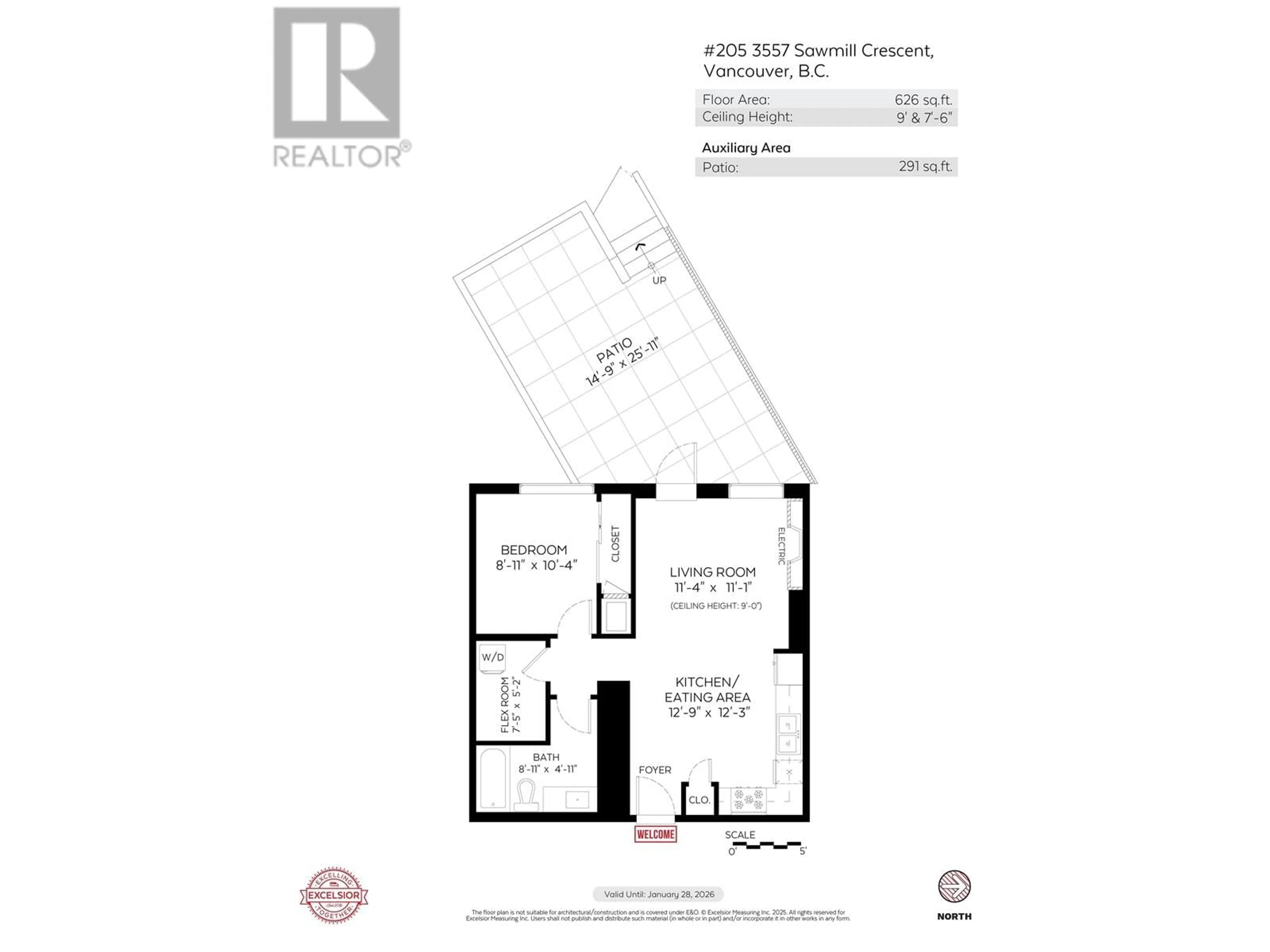 Floor plan for 205 - 3557 SAWMILL CRESCENT, Vancouver British Columbia V5S0E2
