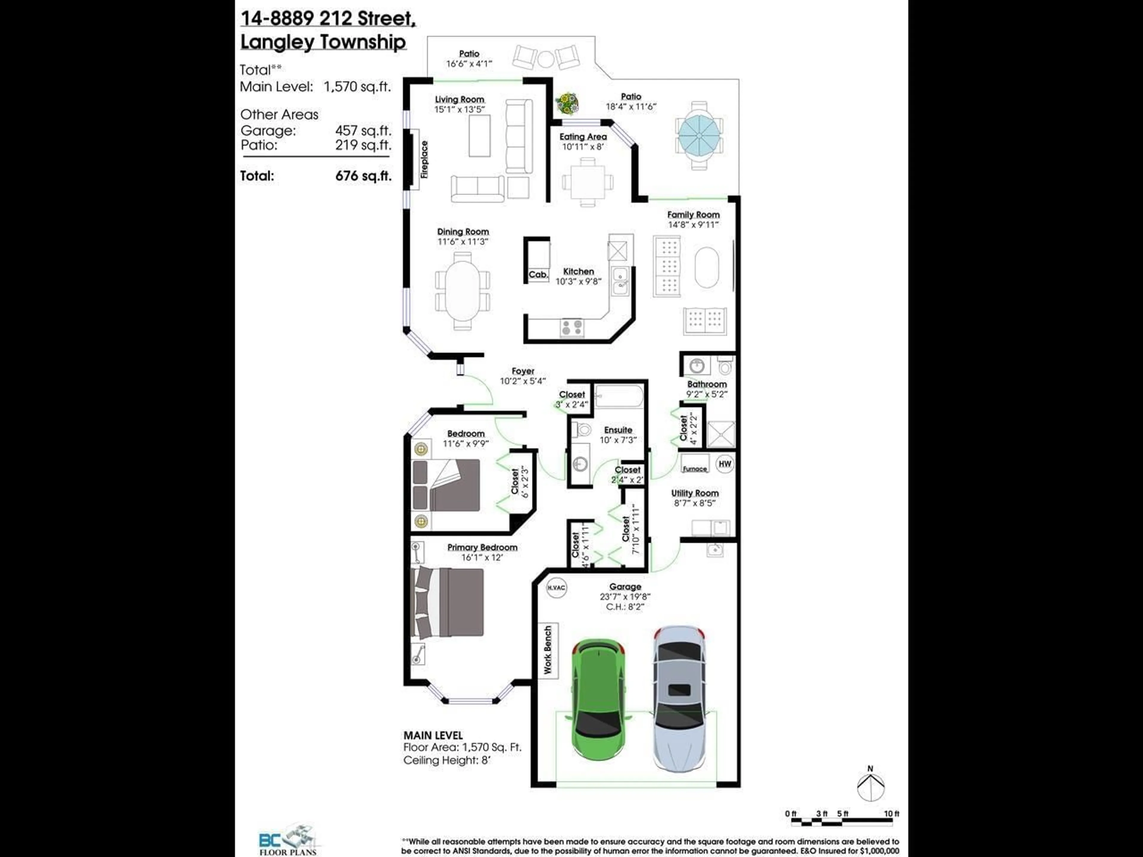 Floor plan for 14 - 8889 212, Langley British Columbia V1M2E8