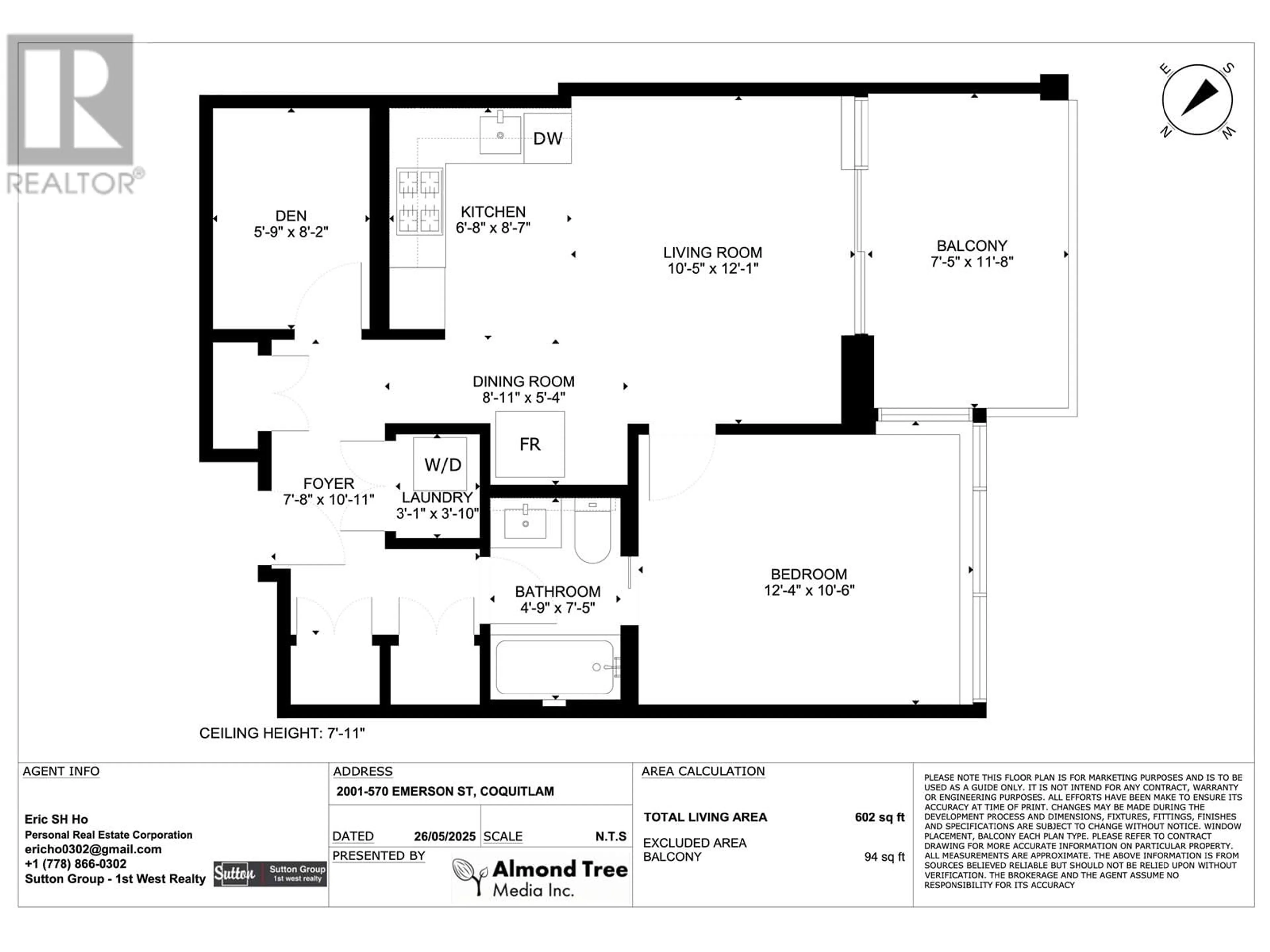 Floor plan for 2001 - 570 EMERSON STREET, Coquitlam British Columbia V3J0G3