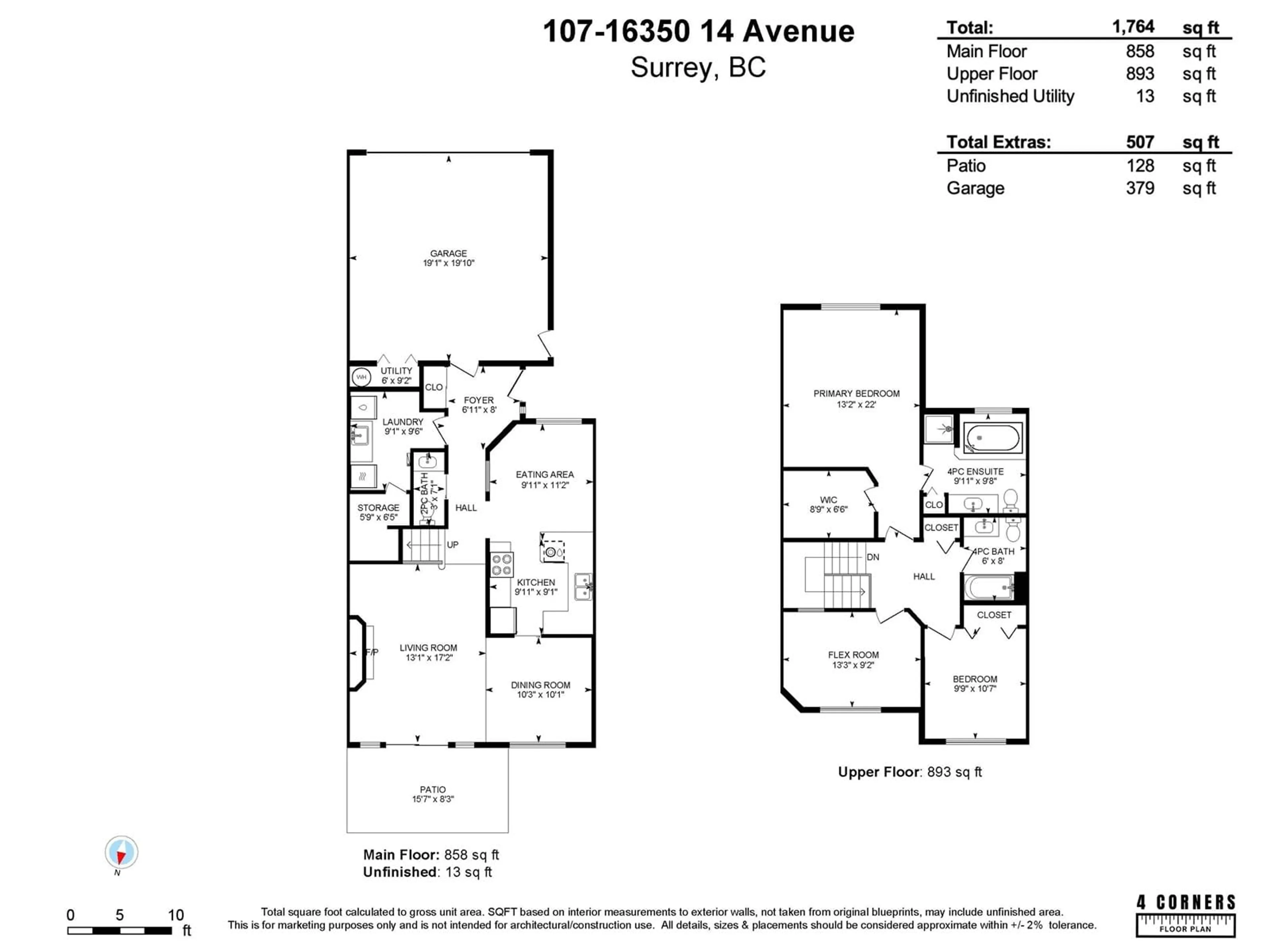 Floor plan for 107 - 16350 14, Surrey British Columbia V4A8J7