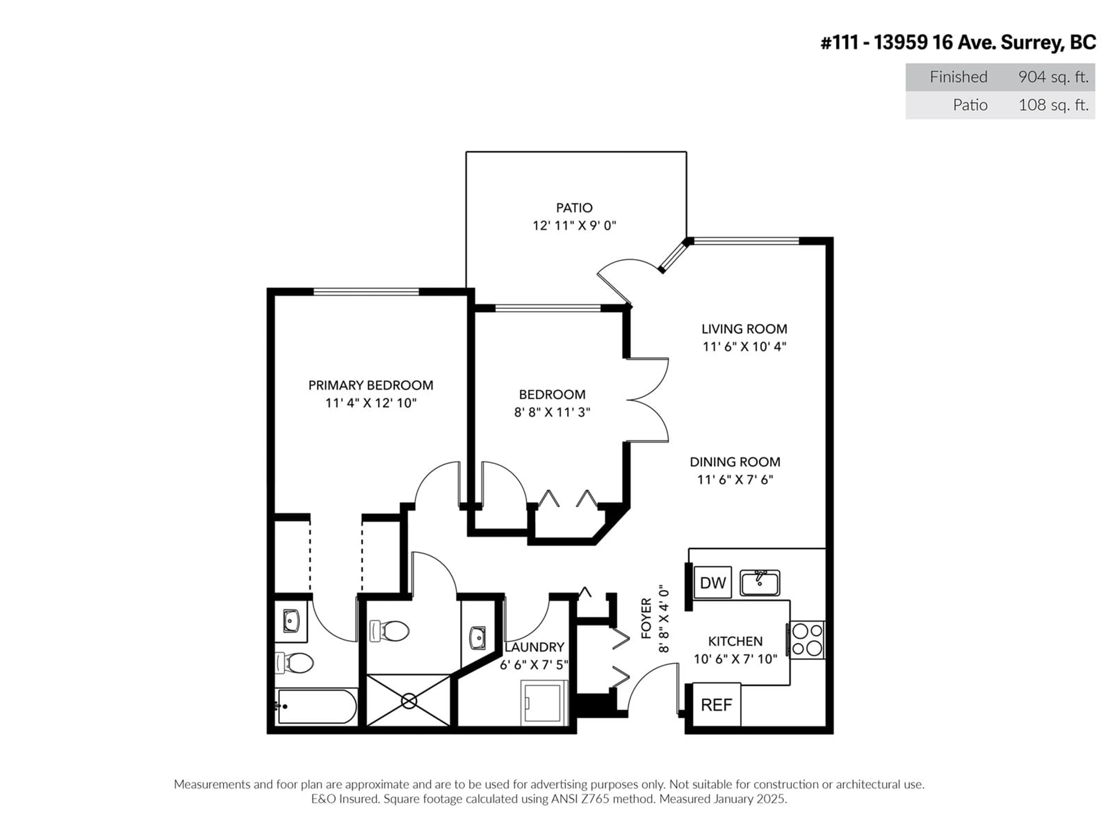 Floor plan for 111 - 13959 16, Surrey British Columbia V4A1P8