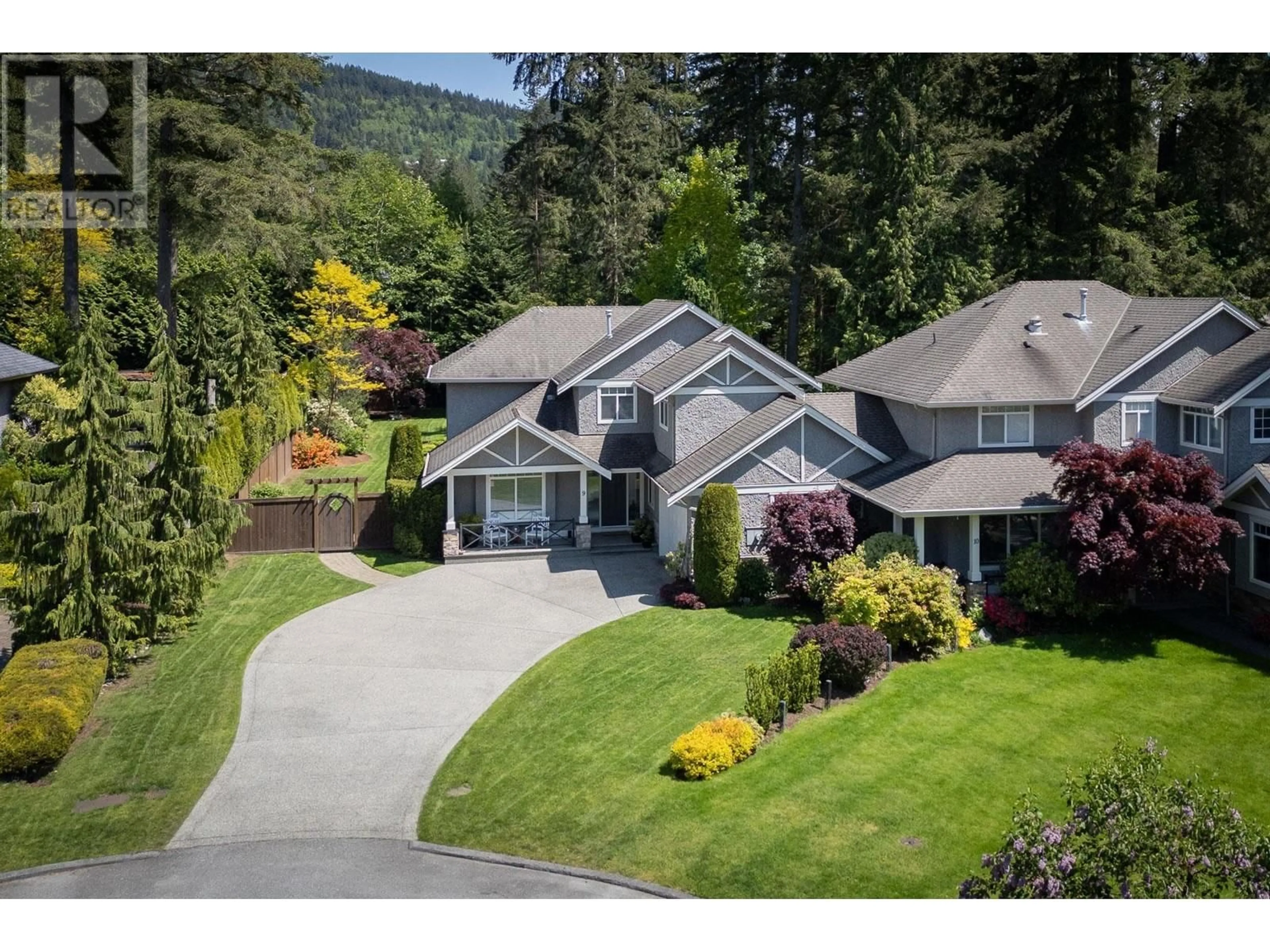 A pic from outside/outdoor area/front of a property/back of a property/a pic from drone, mountain view for 9 ALDER WAY, Anmore British Columbia V3H4Y5