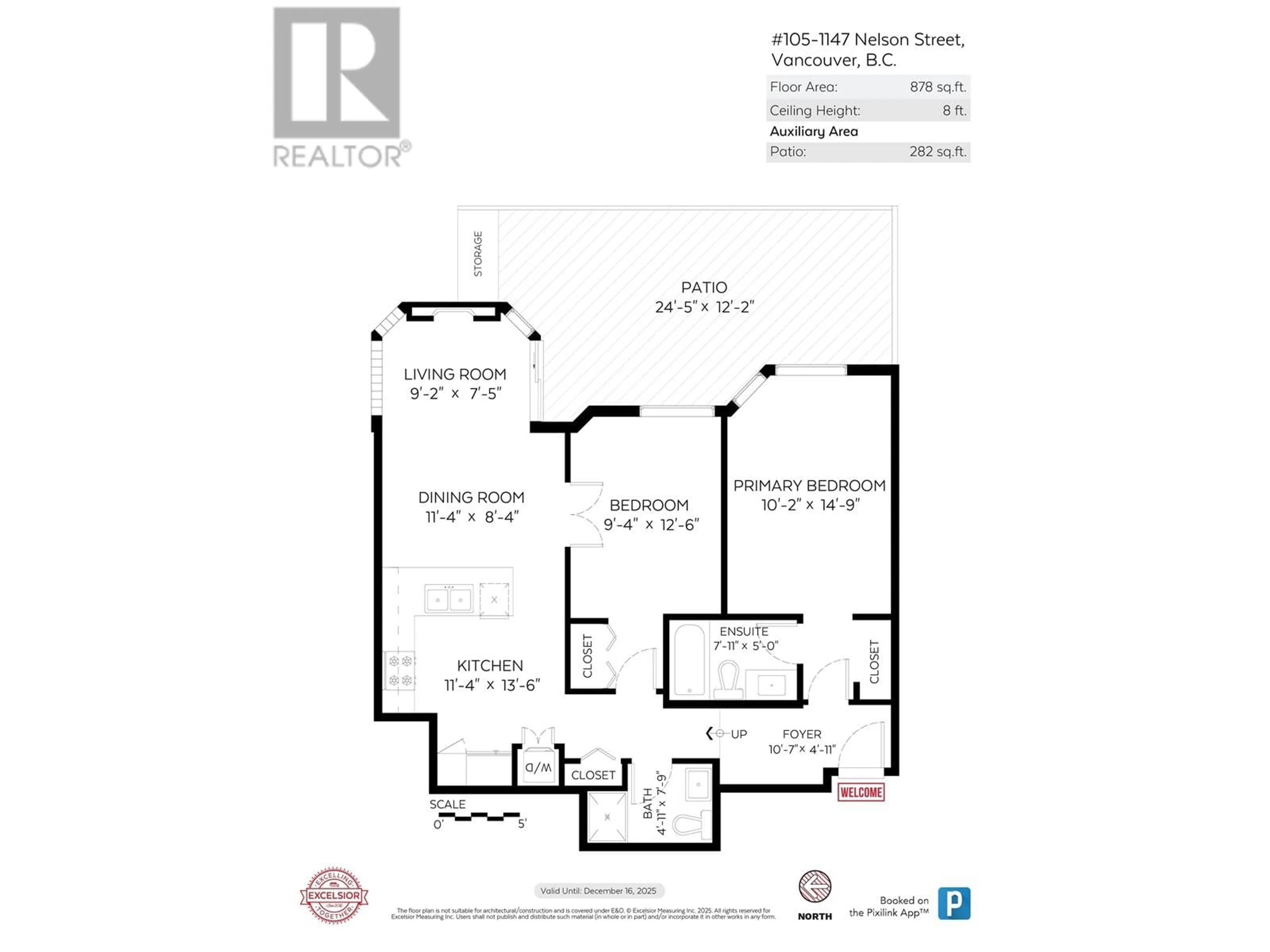 Floor plan for 105 - 1147 NELSON STREET, Vancouver British Columbia V6E1J3