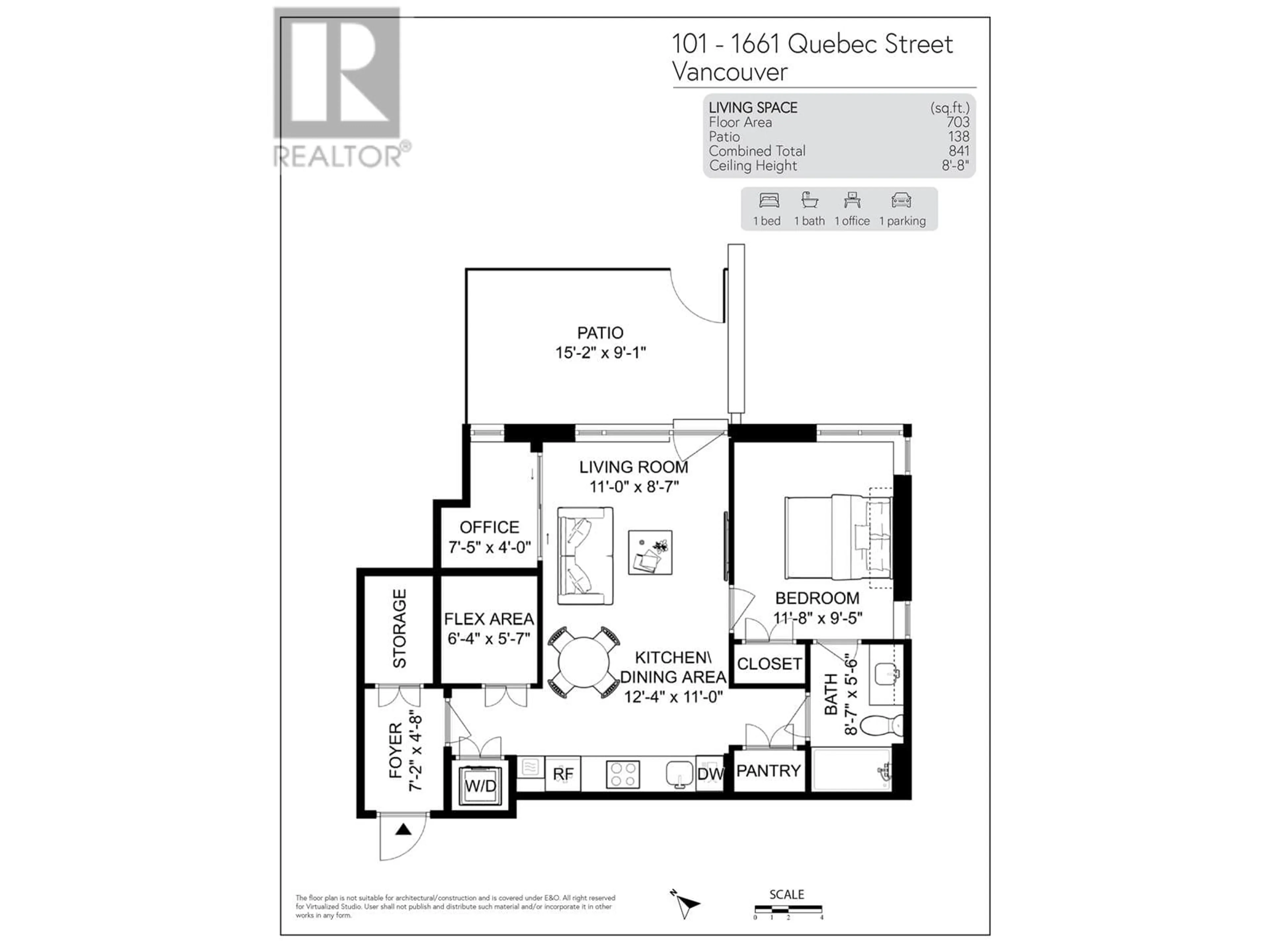 Floor plan for 101 - 1661 QUEBEC STREET, Vancouver British Columbia V6A0H2