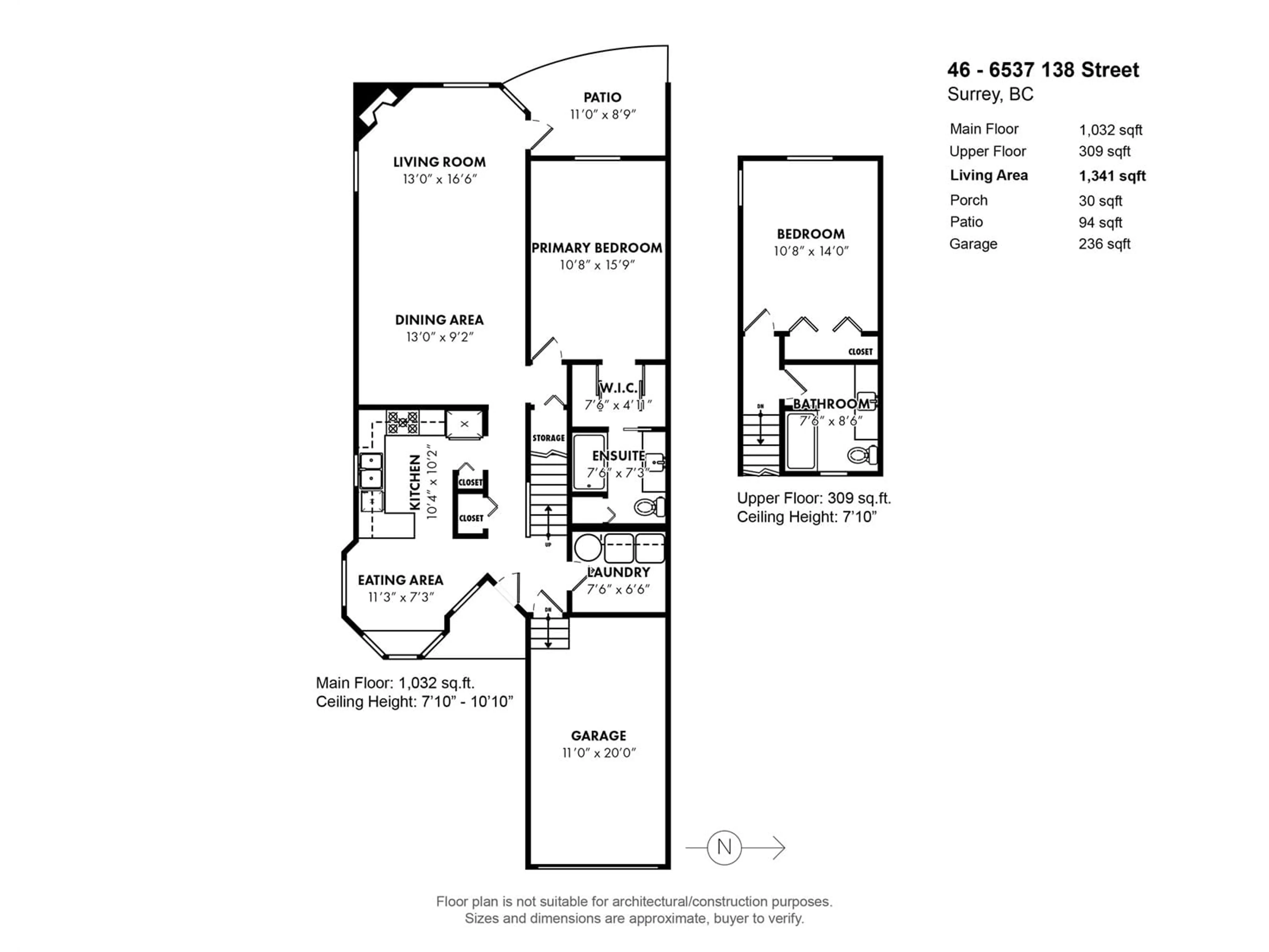 Floor plan for 46 - 6537 138, Surrey British Columbia V3W5G5