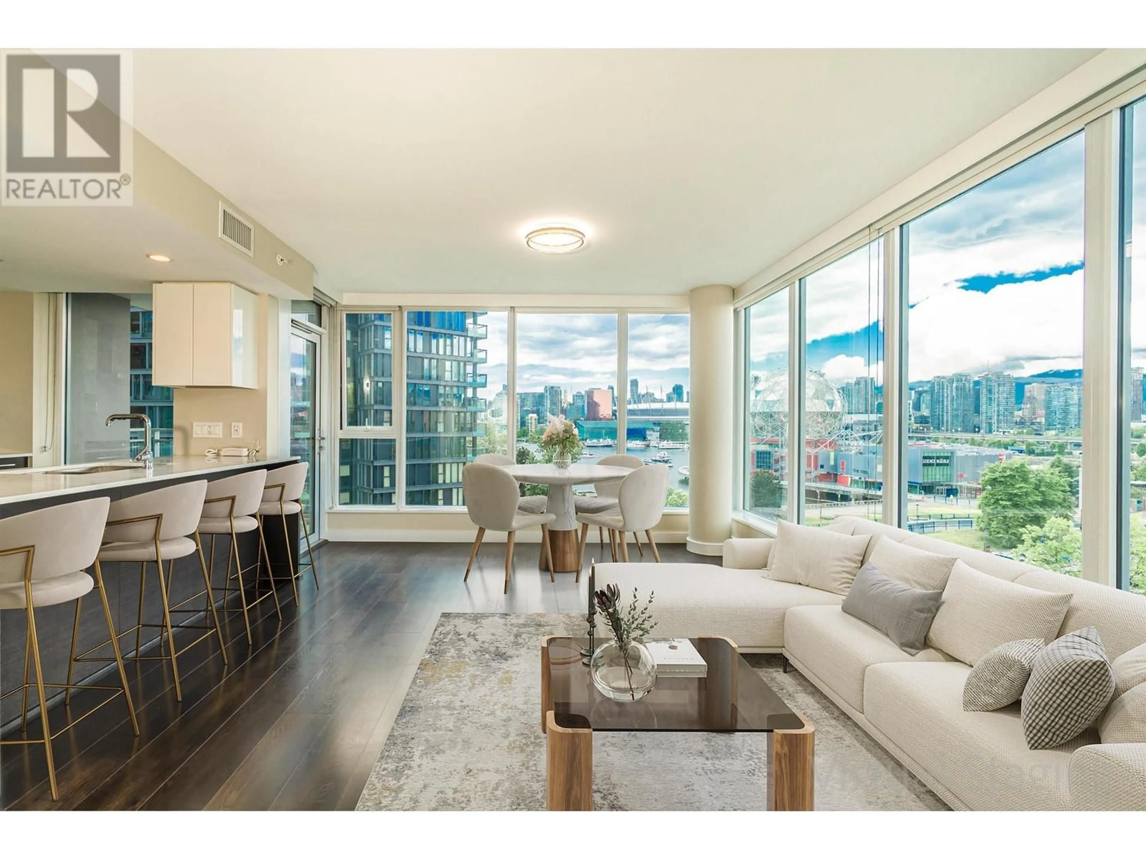 Living room with furniture, wood/laminate floor for 912 - 1618 QUEBEC STREET, Vancouver British Columbia V6A0C5