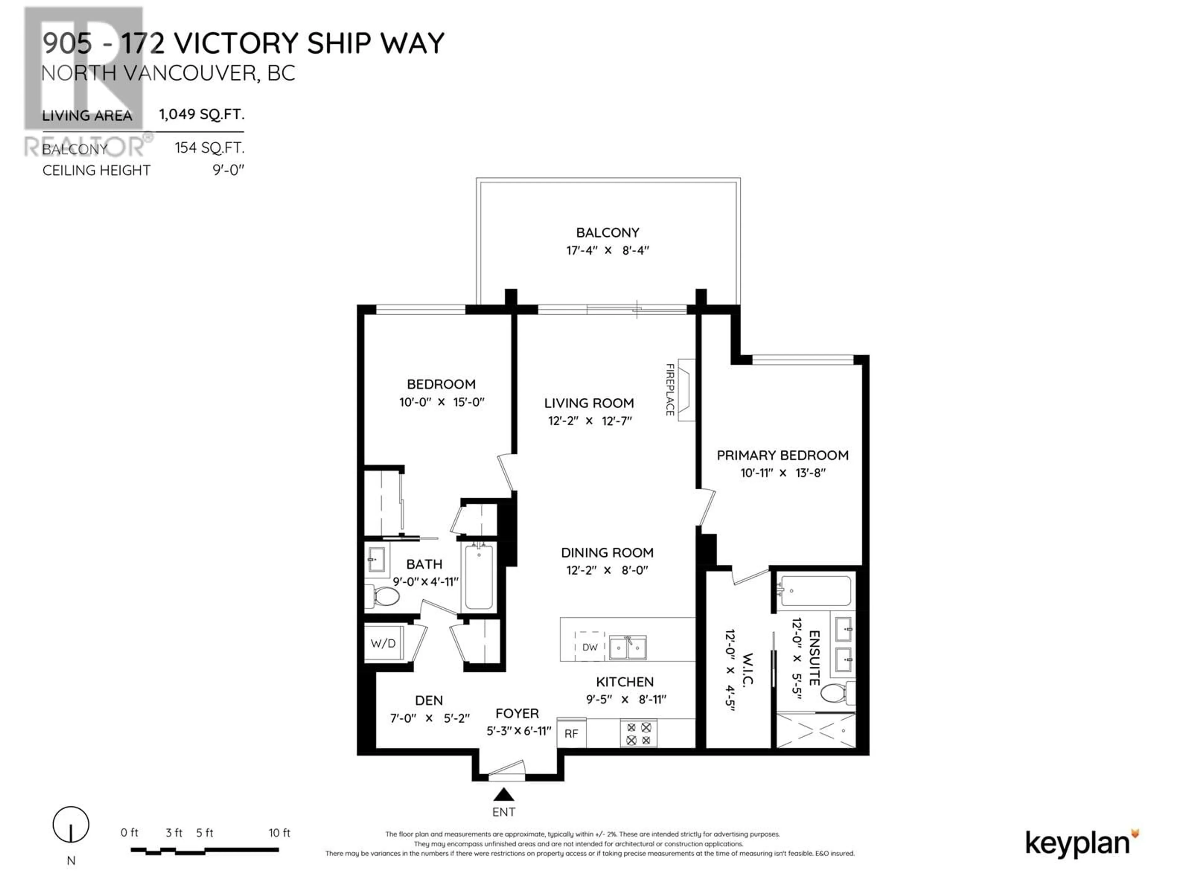Floor plan for 905 - 172 VICTORY SHIP WAY, North Vancouver British Columbia V7L0B5