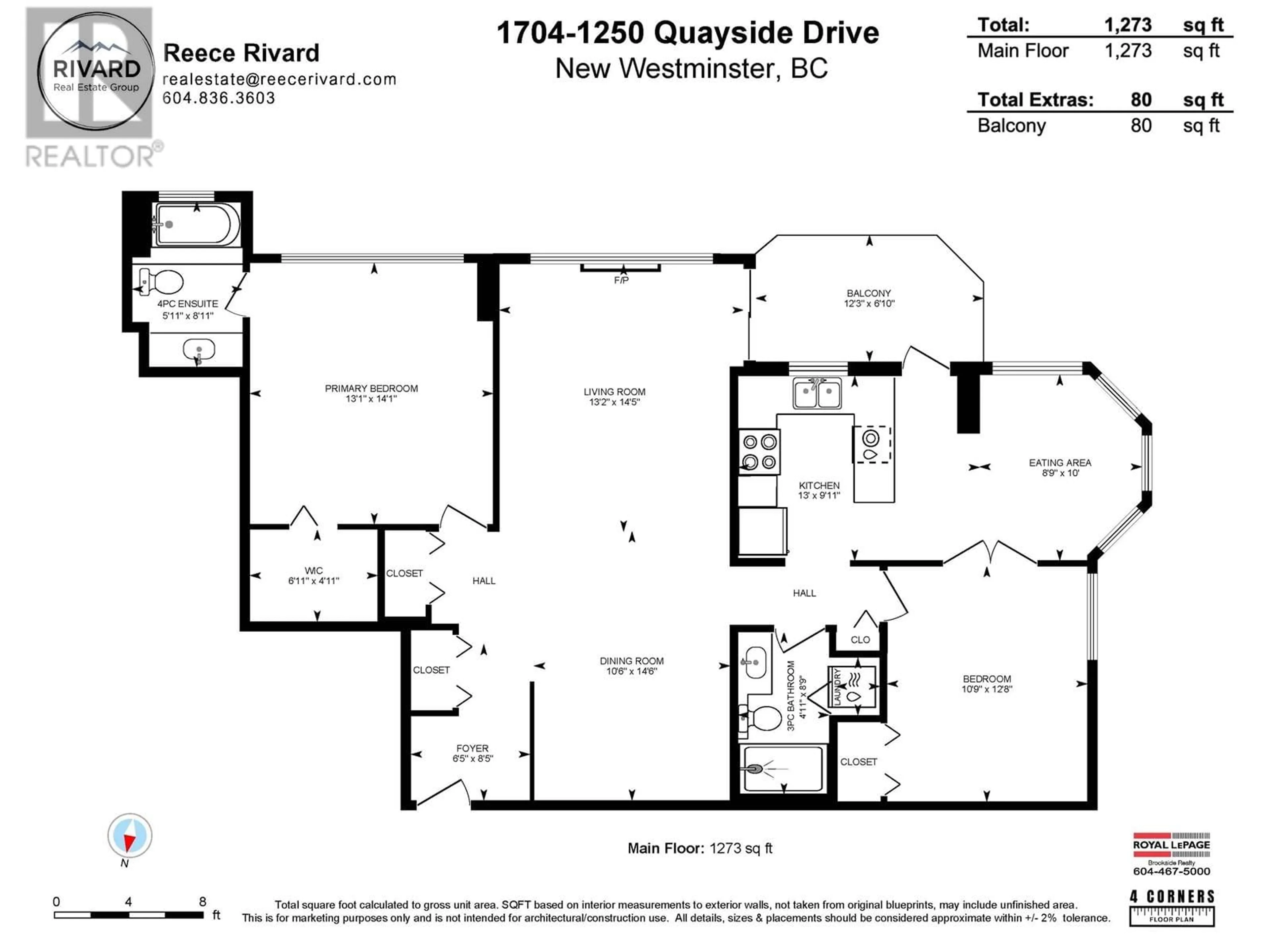 Floor plan for 1704 - 1250 QUAYSIDE DRIVE, New Westminster British Columbia V3M6E2