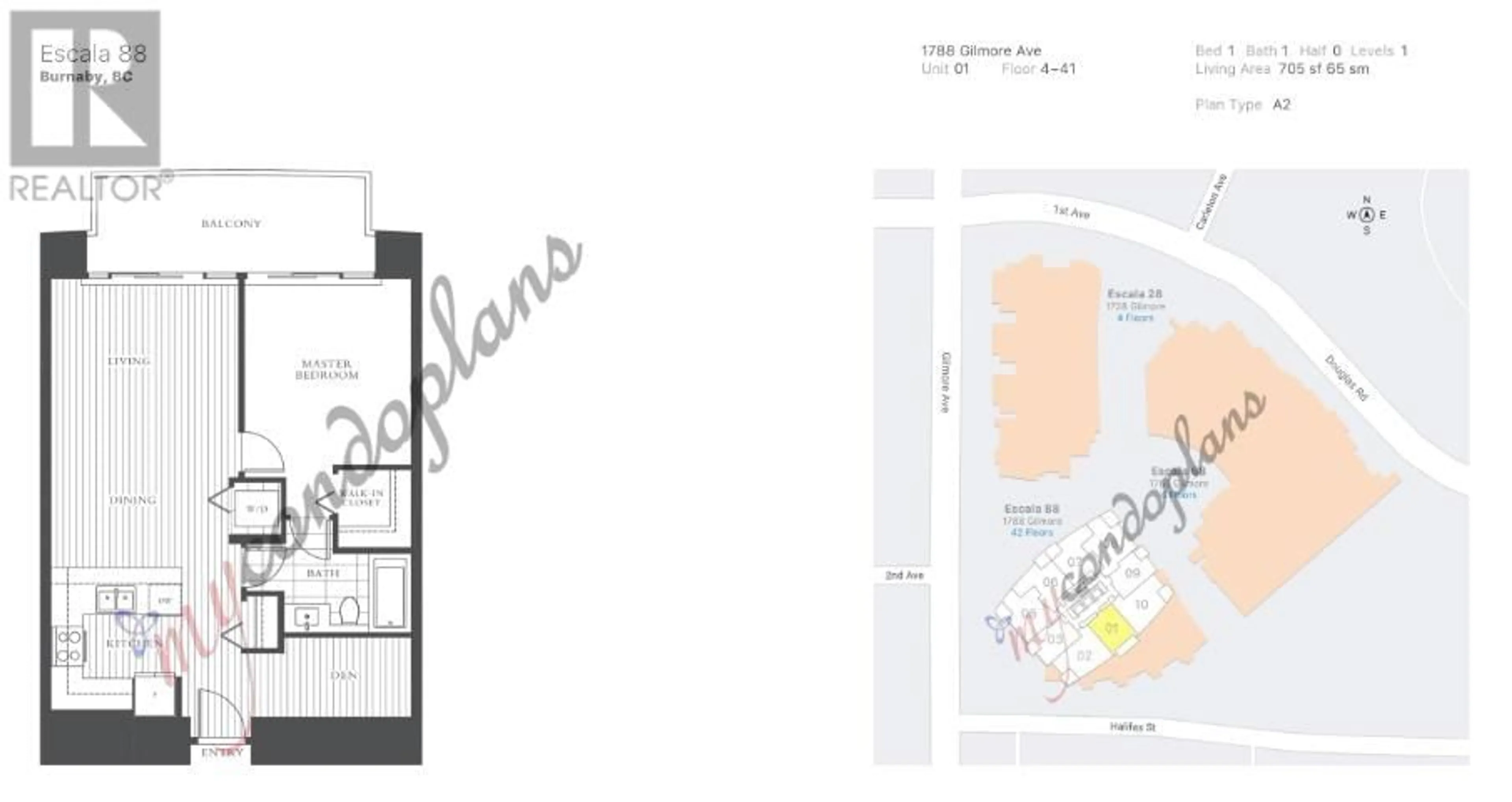 Floor plan for 2901 - 1788 GILMORE AVENUE, Burnaby British Columbia V5C0L5