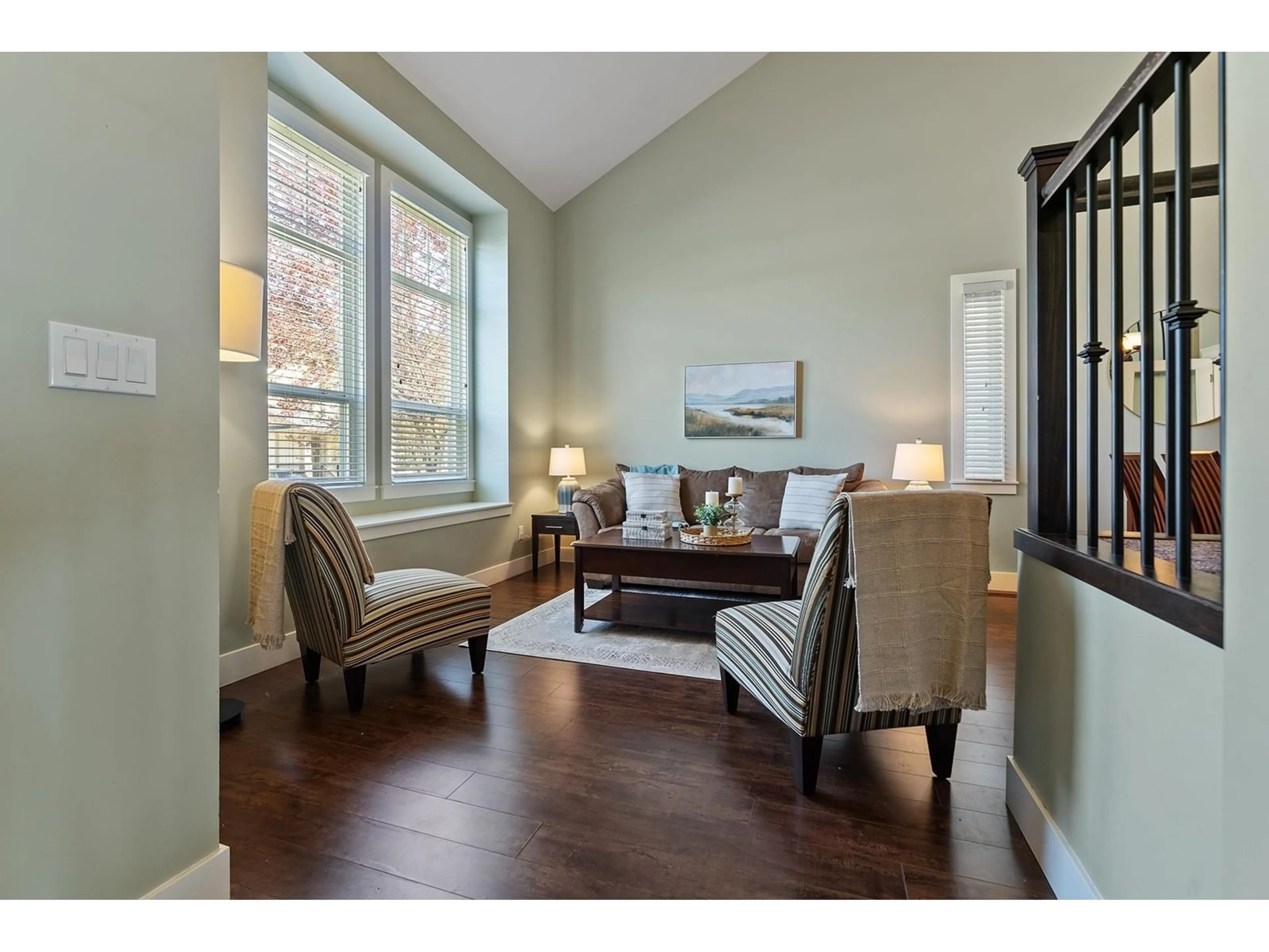 Living room with furniture, wood/laminate floor for 14586 60A, Surrey British Columbia V3S4R5