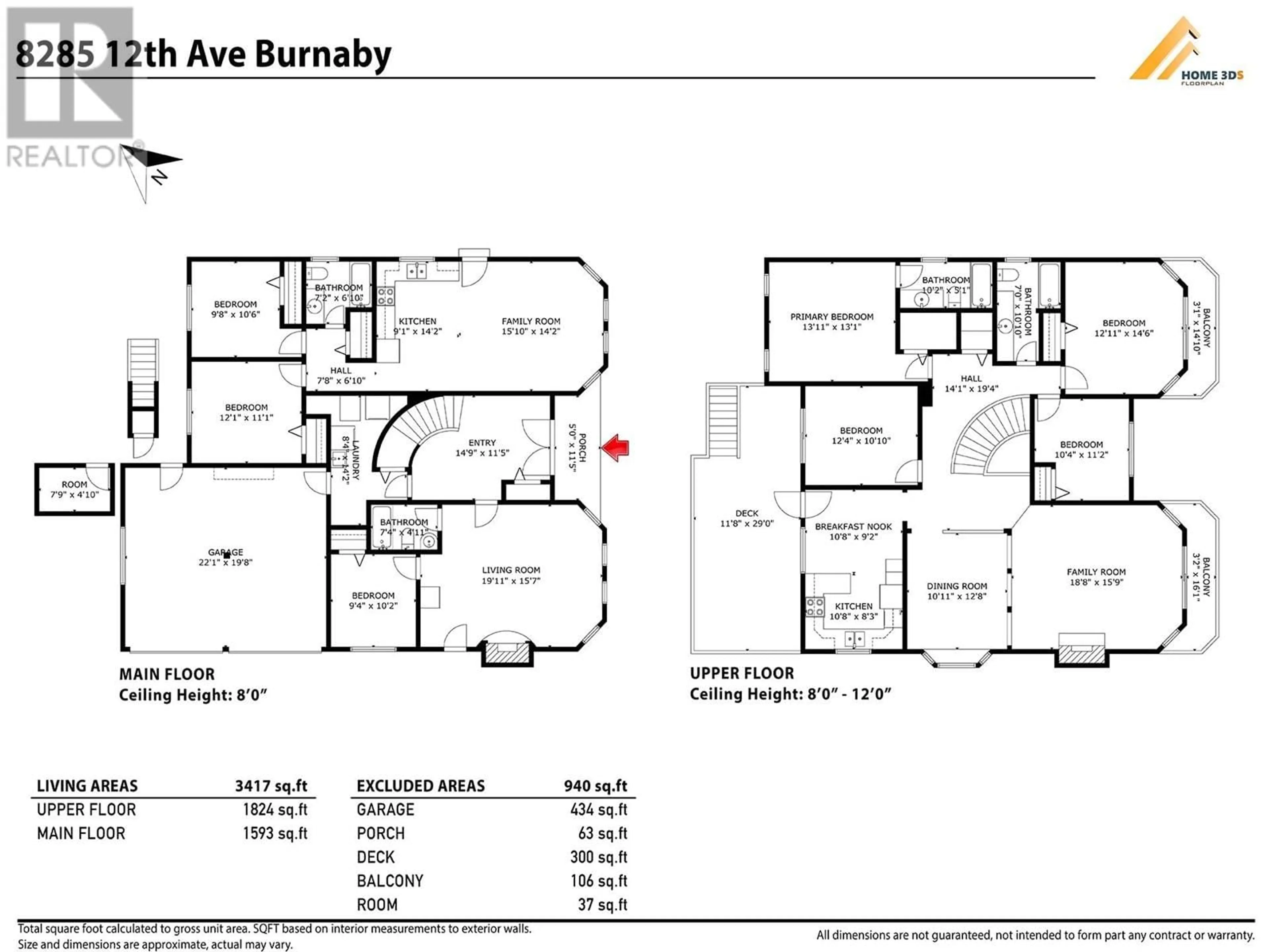 Floor plan for 8285 12TH AVENUE, Burnaby British Columbia V3N2L5