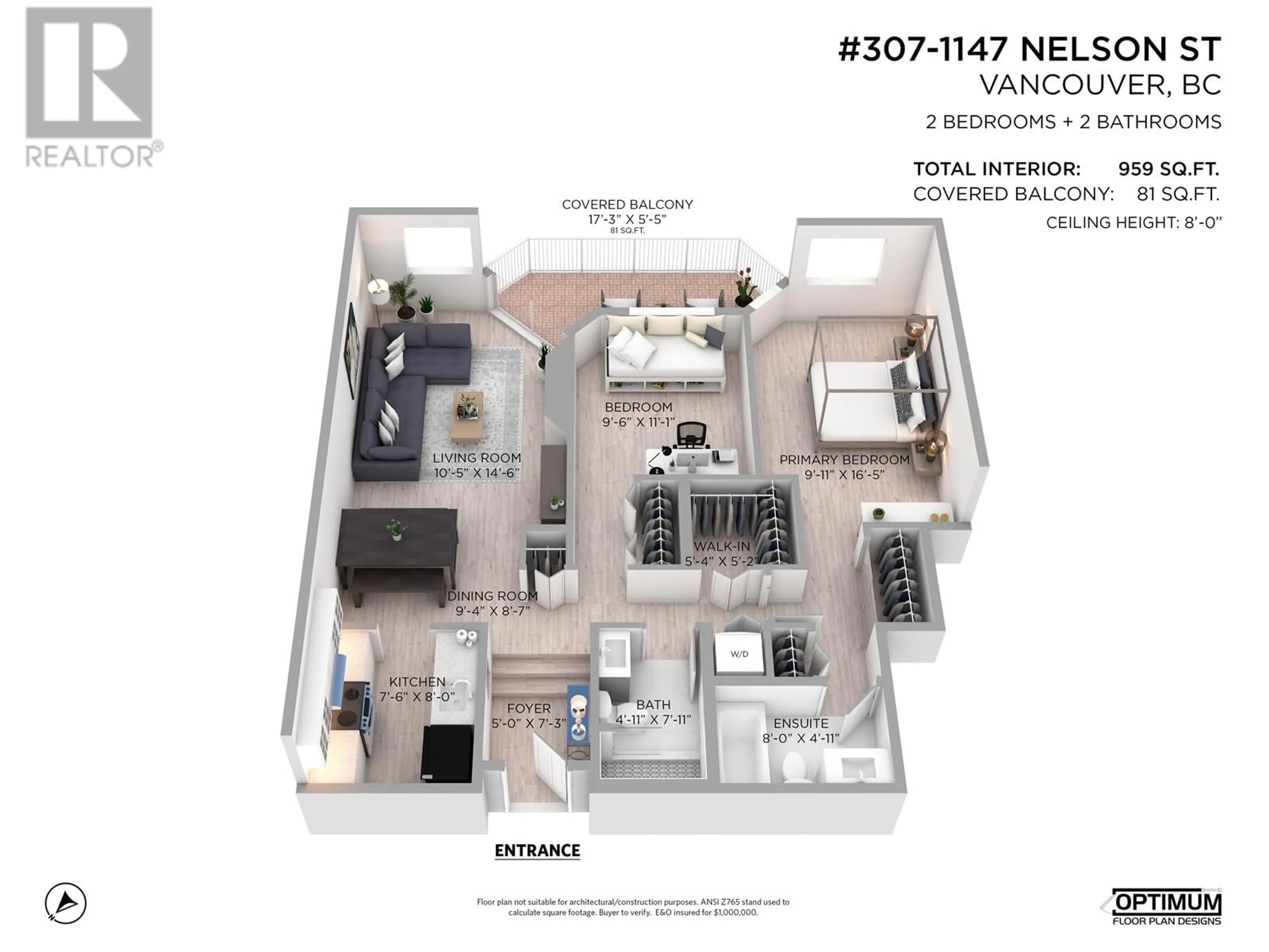 Floor plan for 307 - 1147 NELSON STREET, Vancouver British Columbia V6E1J3