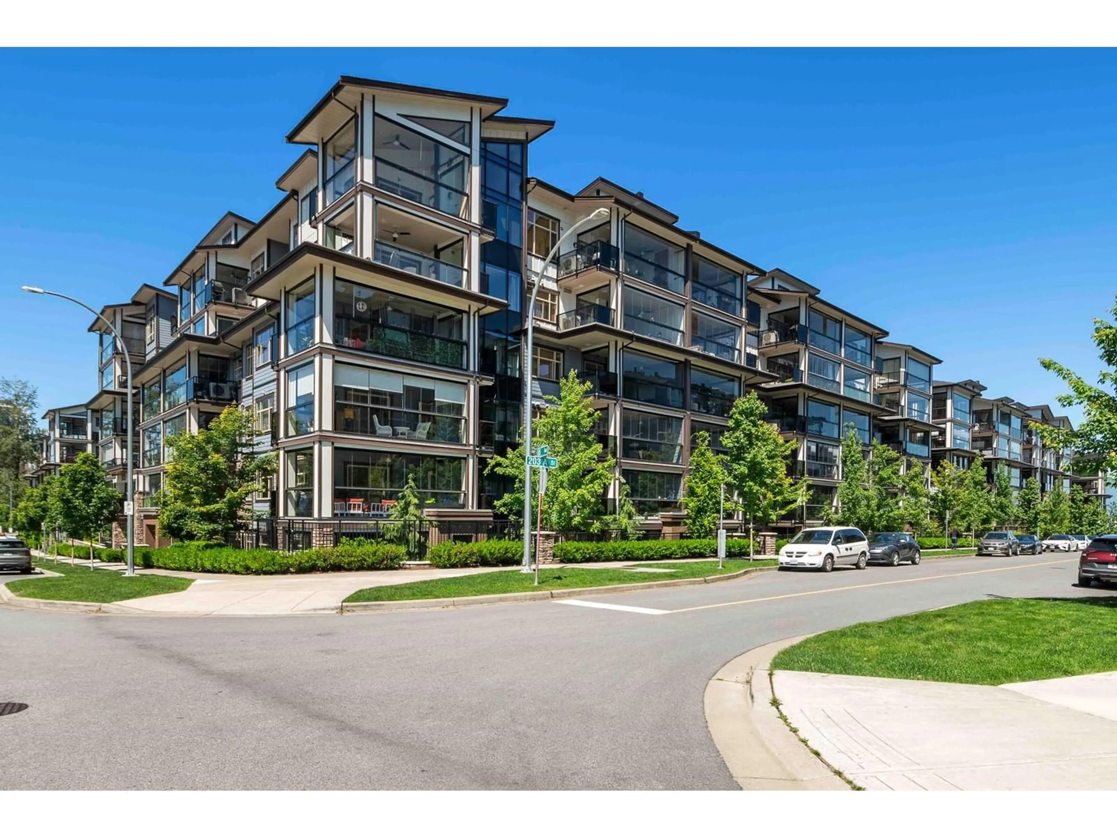 A pic from outside/outdoor area/front of a property/back of a property/a pic from drone, street for 303 - 8561 203A, Langley British Columbia V4A9W8