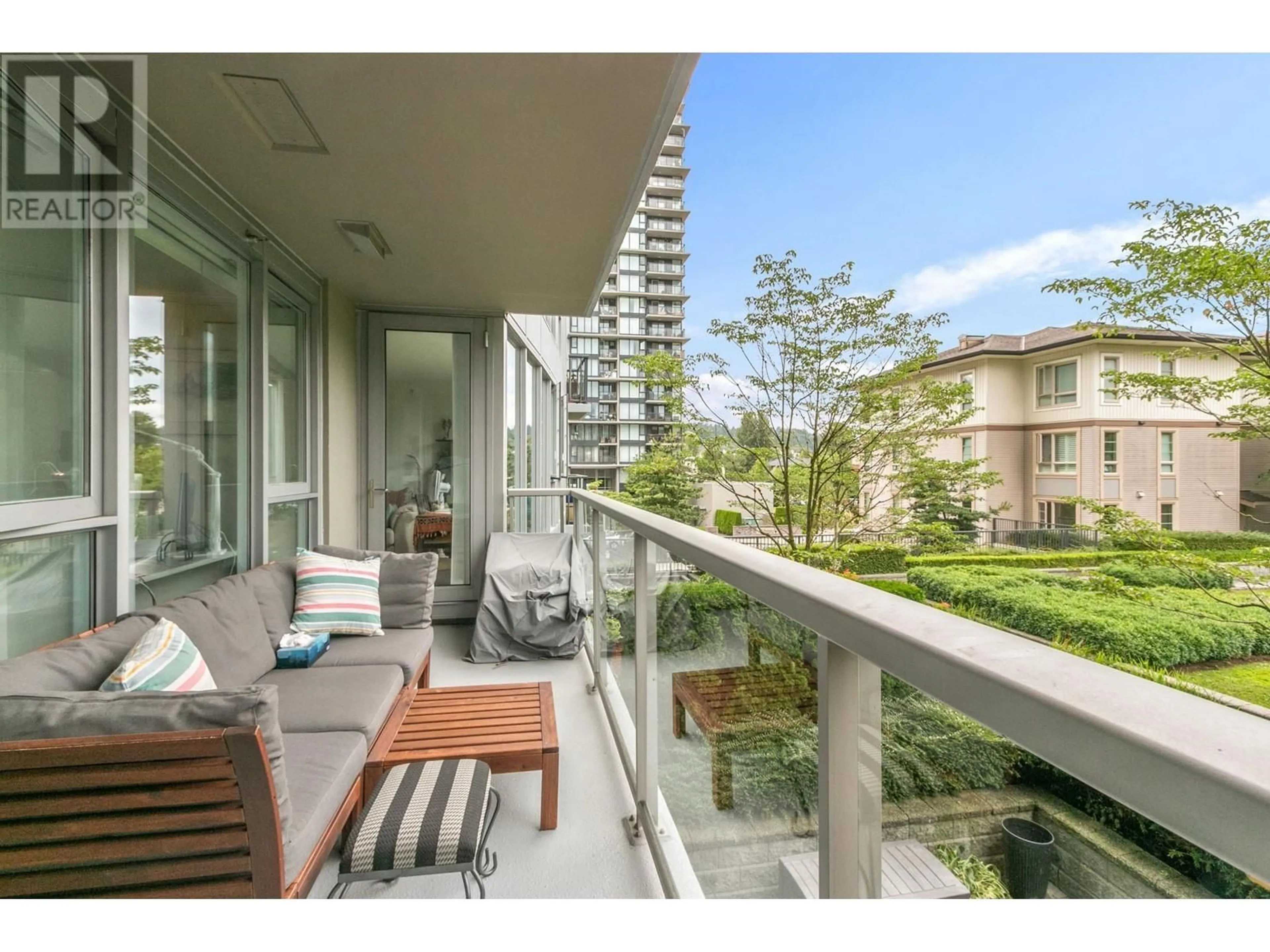Balcony in the apartment, city buildings view from balcony for 305 - 660 NOOTKA WAY, Port Moody British Columbia V3H0B7