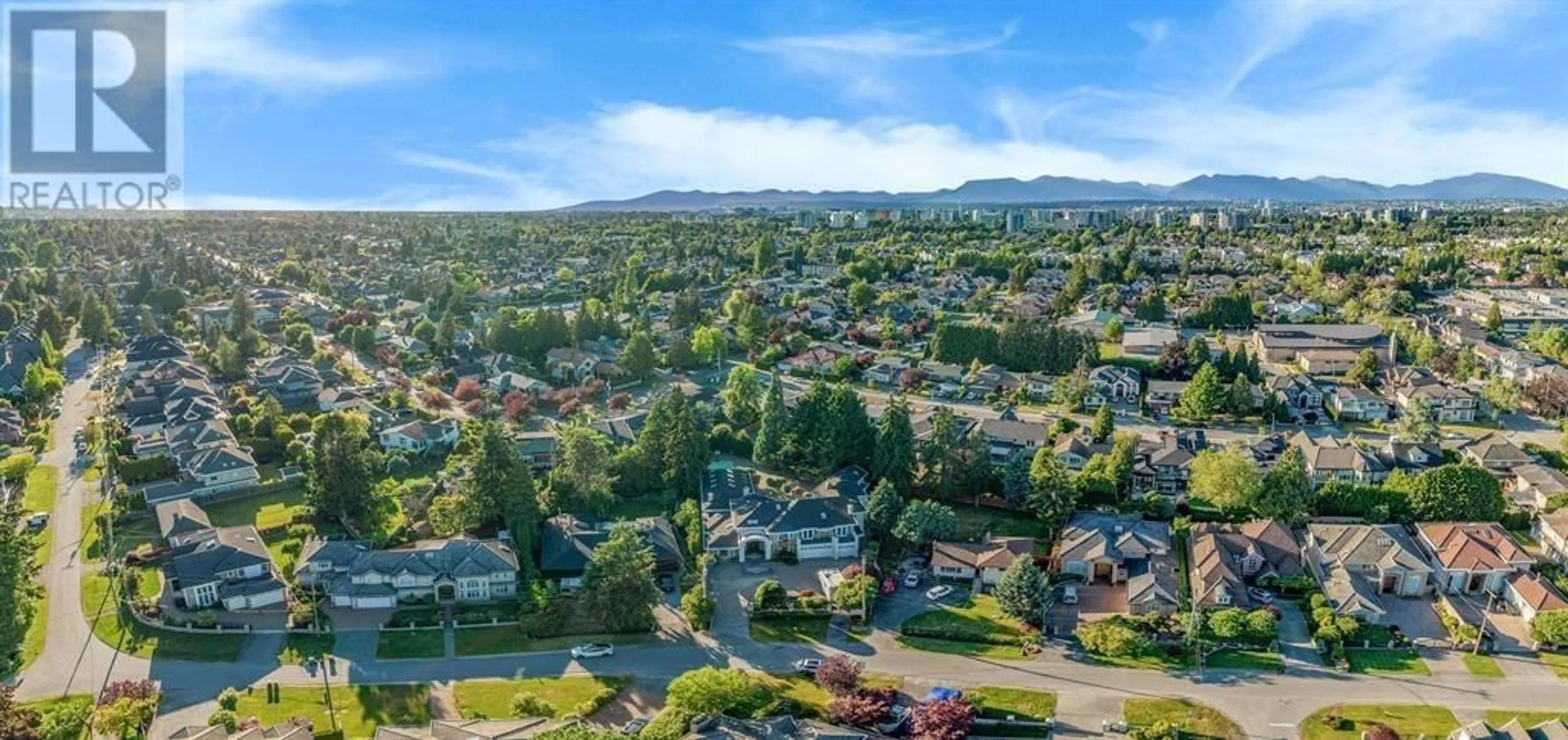 A pic from outside/outdoor area/front of a property/back of a property/a pic from drone, mountain view for 8231 BOWCOCK ROAD, Richmond British Columbia V6Y1C1