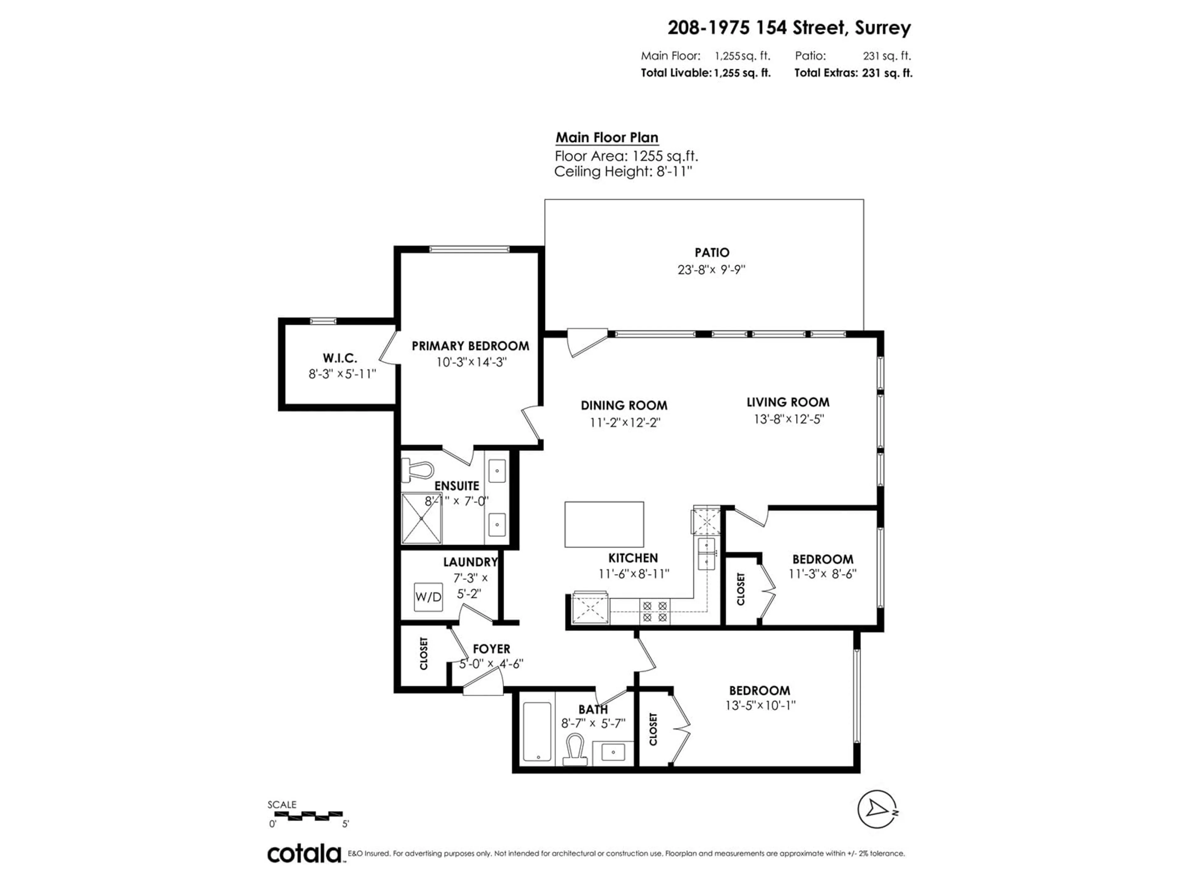 Floor plan for 208 - 1975 154, Surrey British Columbia V4A4S2