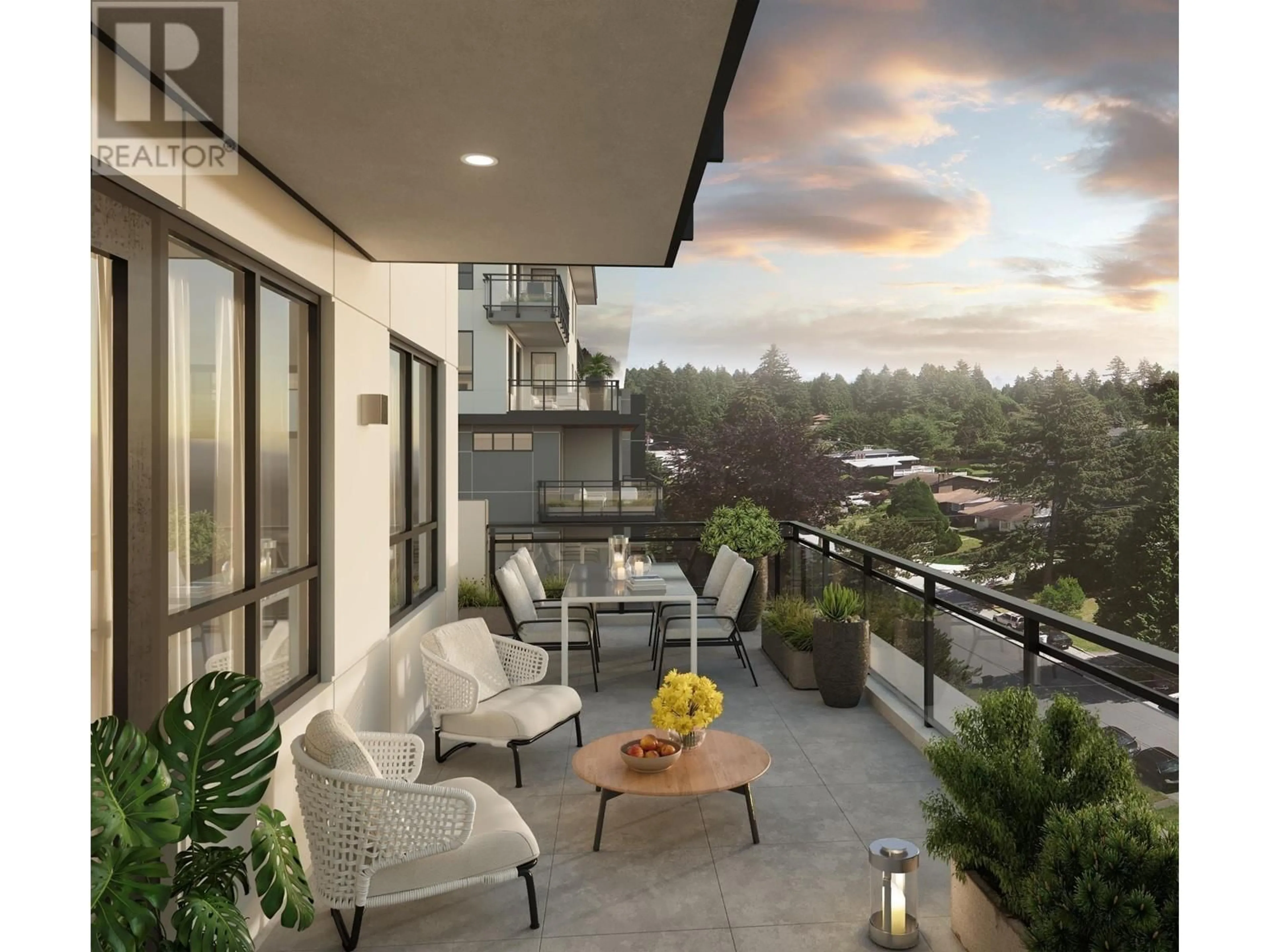 Patio, water/lake/river/ocean view for 321 - 599 DANSEY AVENUE, Coquitlam British Columbia V3J5S4