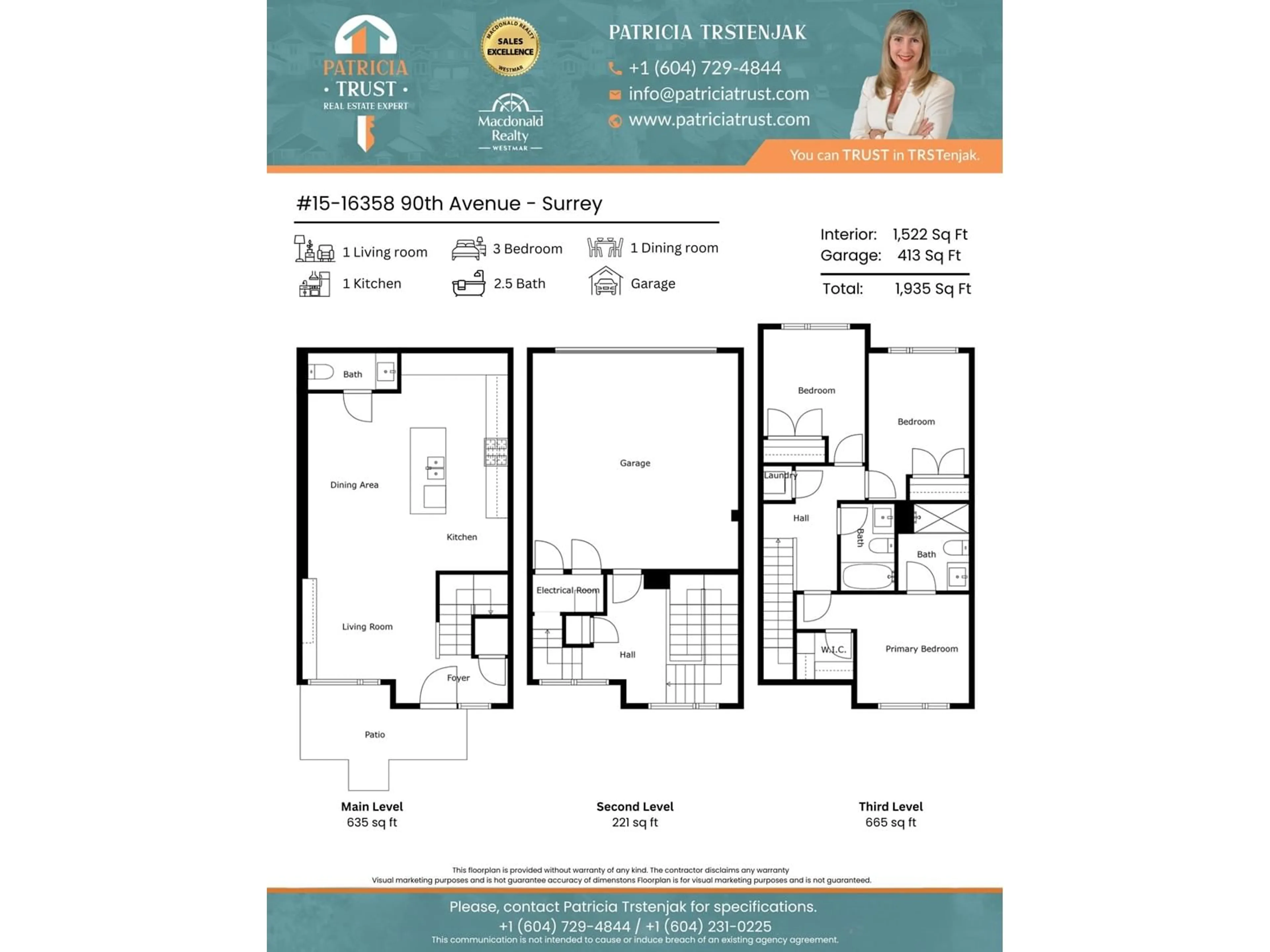 Floor plan for 15 - 16358 90, Surrey British Columbia V7N4T2