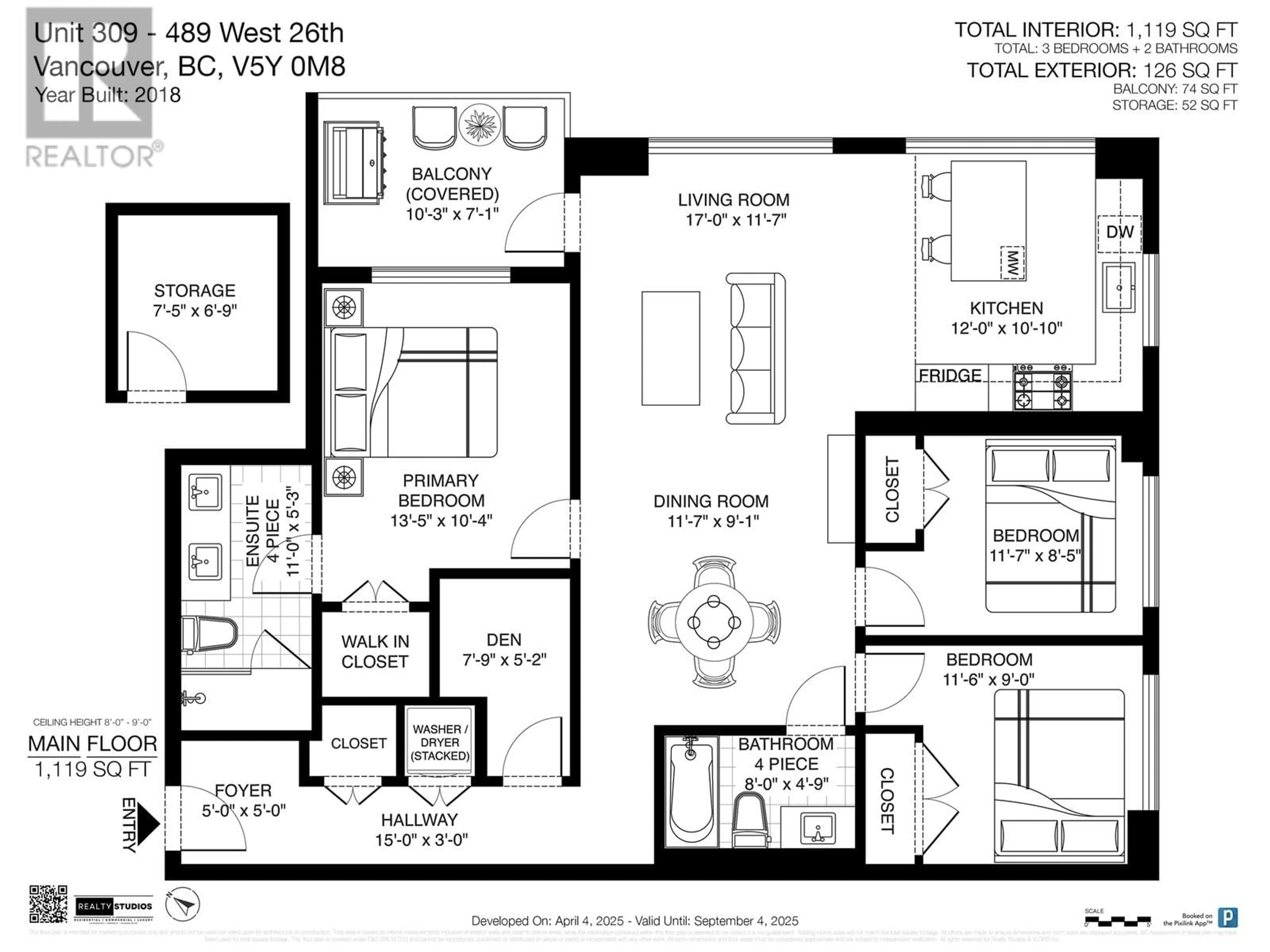 Floor plan for 309 - 489 26TH AVENUE, Vancouver British Columbia V5Y0M8