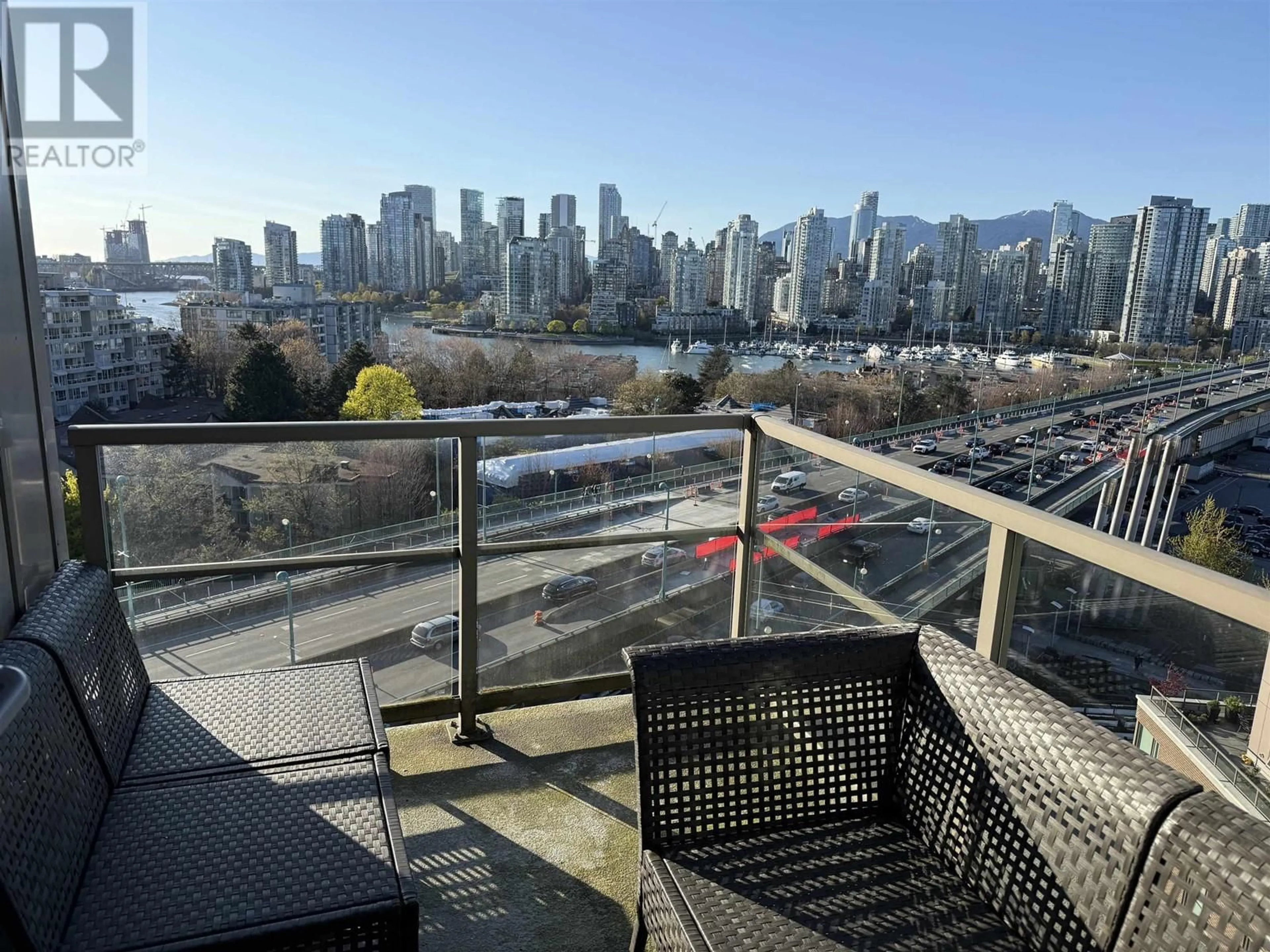 Patio, city buildings view from balcony for 1404 - 445 2ND AVENUE, Vancouver British Columbia V5Y0E8