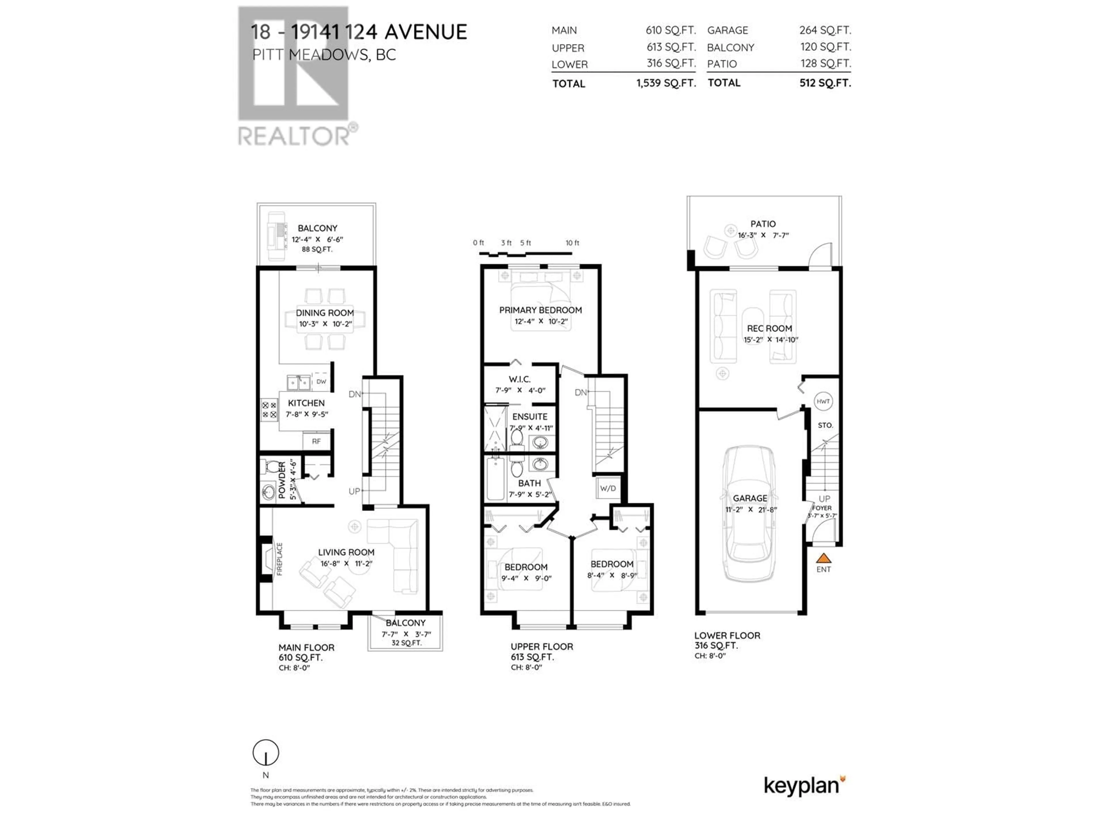 Floor plan for 18 - 19141 124 AVENUE, Pitt Meadows British Columbia V3Y2V6