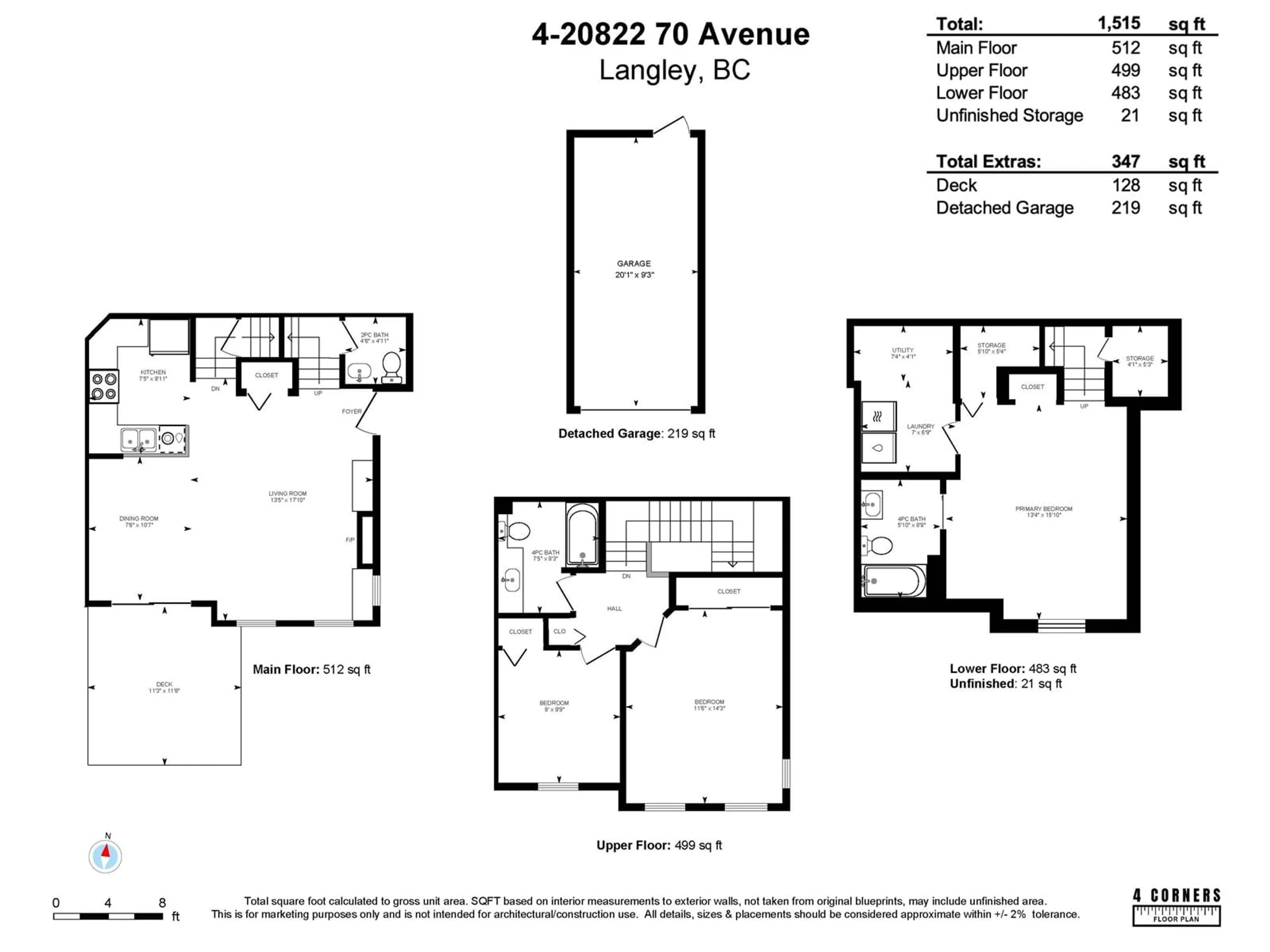 Floor plan for 4 - 20822 70, Langley British Columbia V2Y0G1