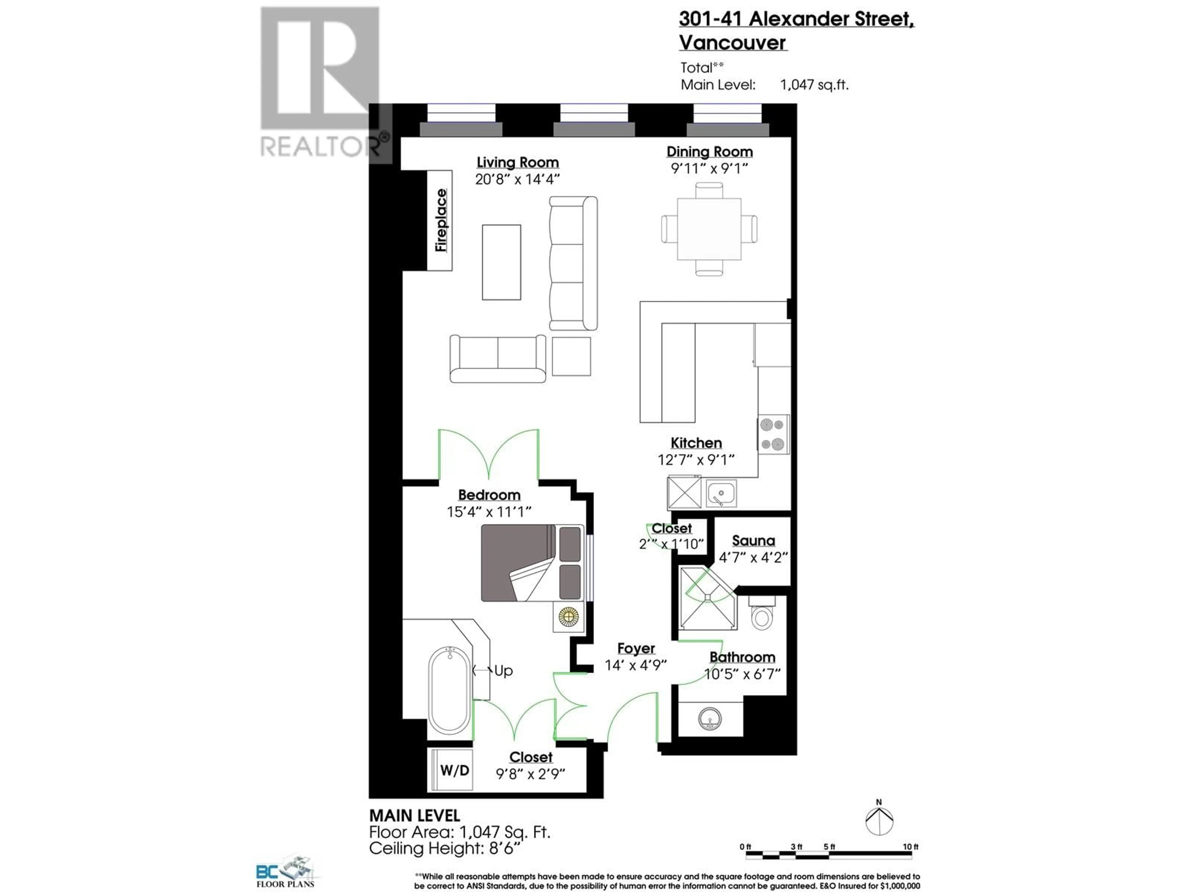 Floor plan for 301 - 41 ALEXANDER STREET, Vancouver British Columbia V6A1B2