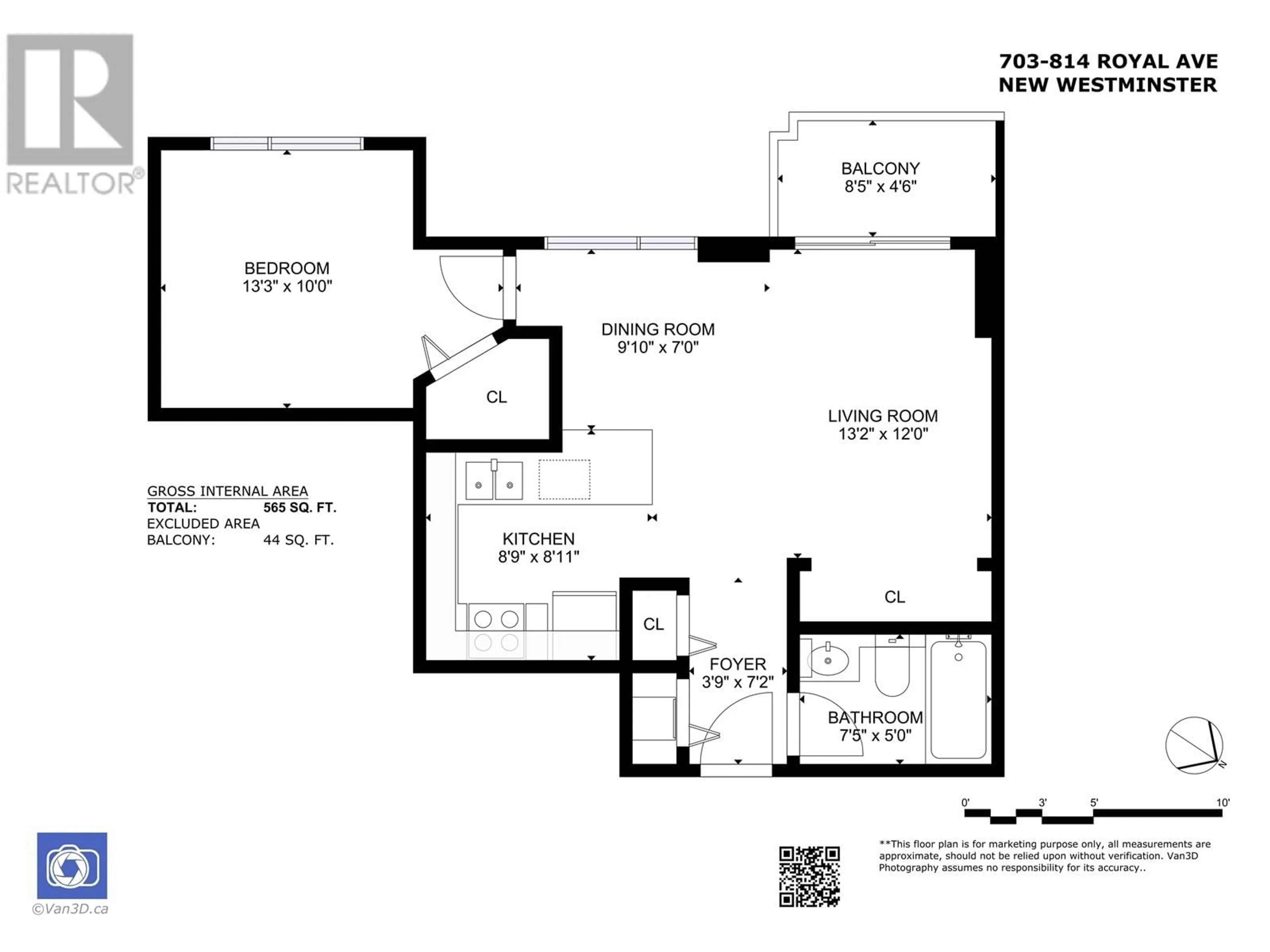 Floor plan for 703 - 814 ROYAL AVENUE, New Westminster British Columbia V3M1J9