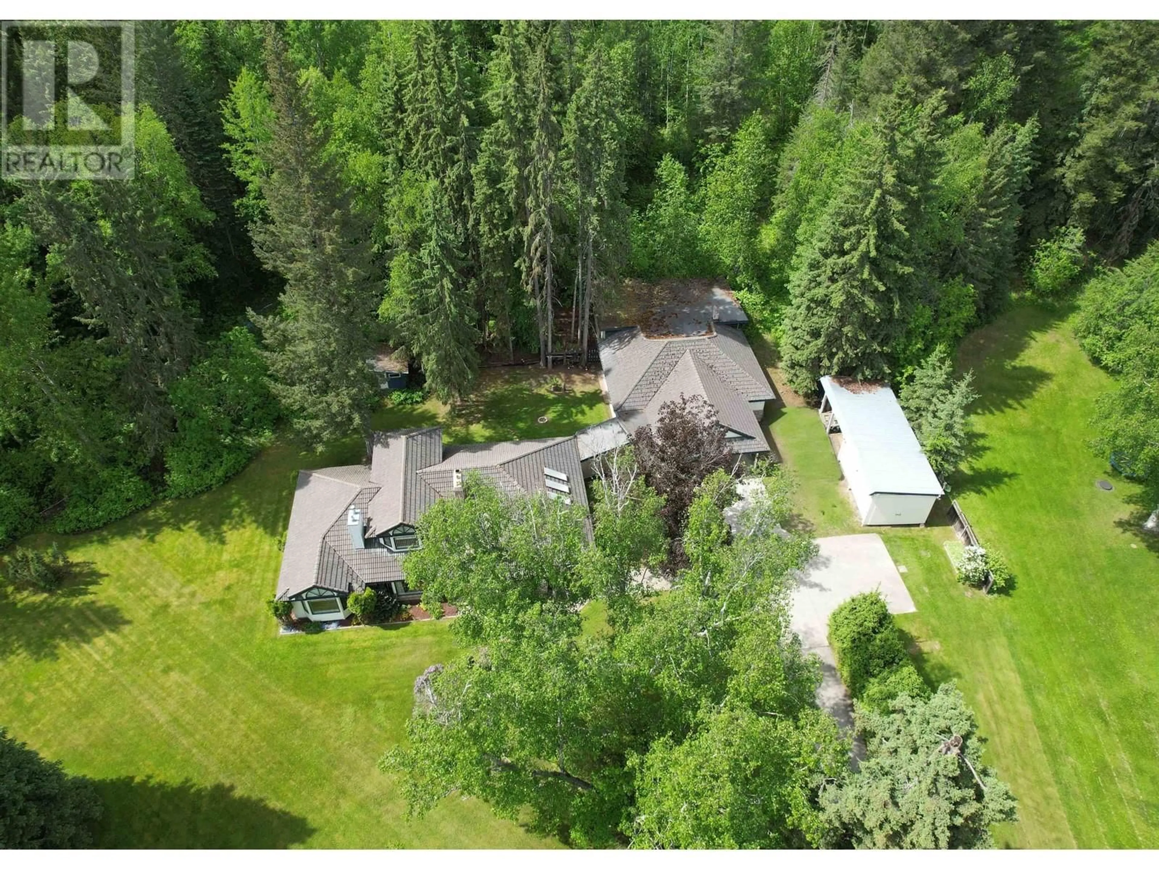 A pic from outside/outdoor area/front of a property/back of a property/a pic from drone, forest/trees view for 1385 WELLS ROAD, Quesnel British Columbia V2J7H1