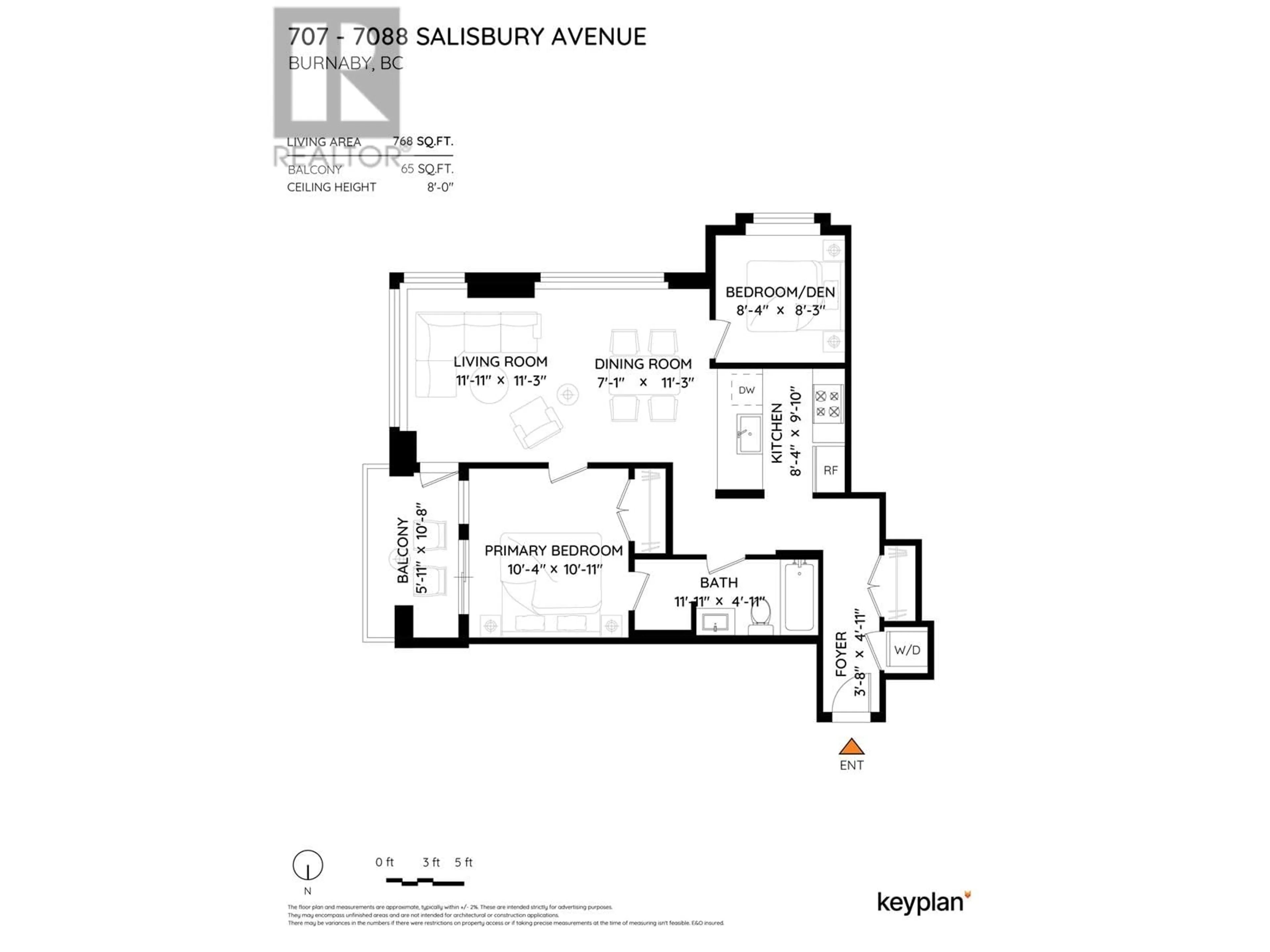 Floor plan for 707 - 7088 SALISBURY AVENUE, Burnaby British Columbia V5E0A4