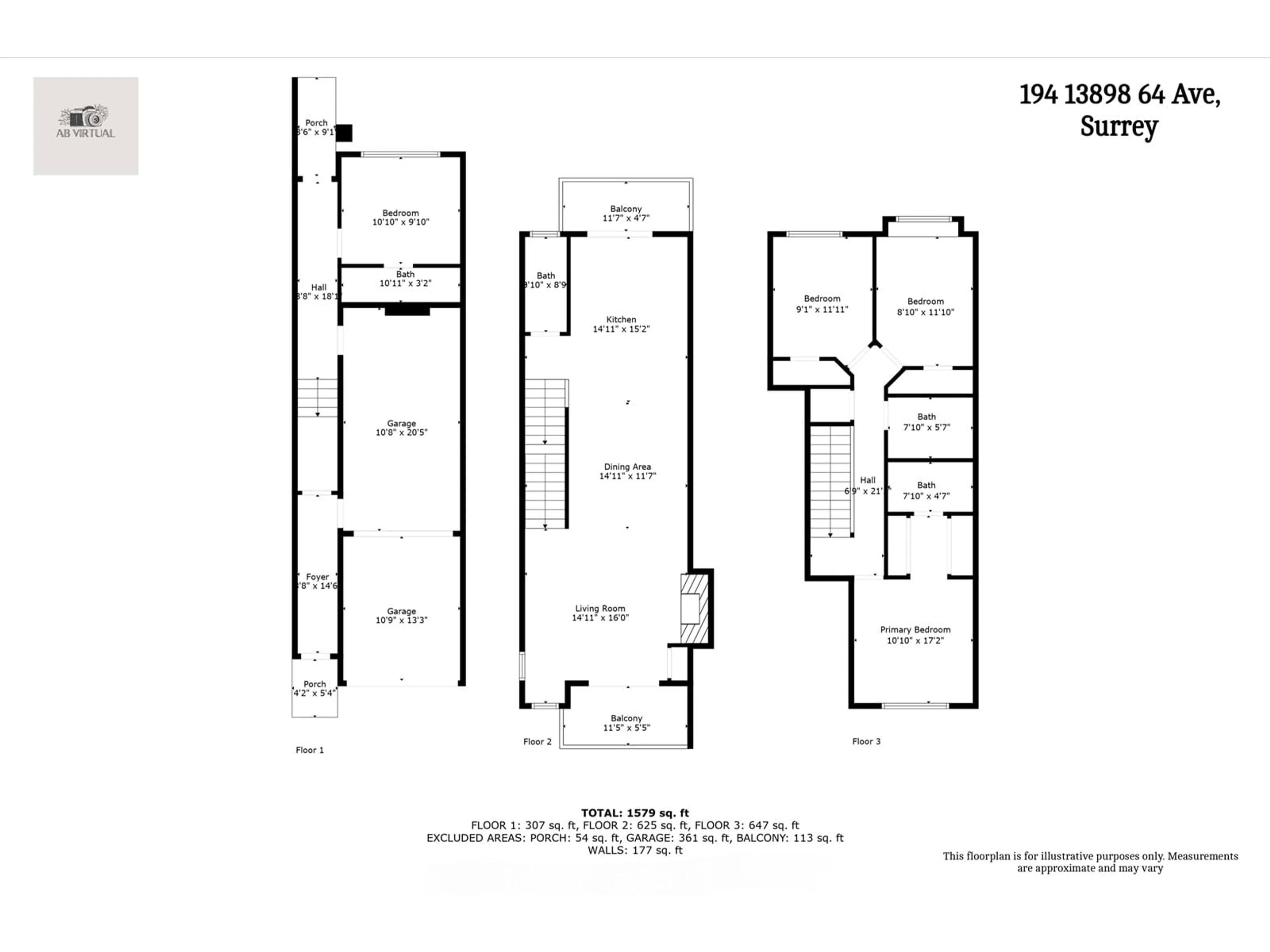 Floor plan for 194 - 13898 64, Surrey British Columbia V3W1L6