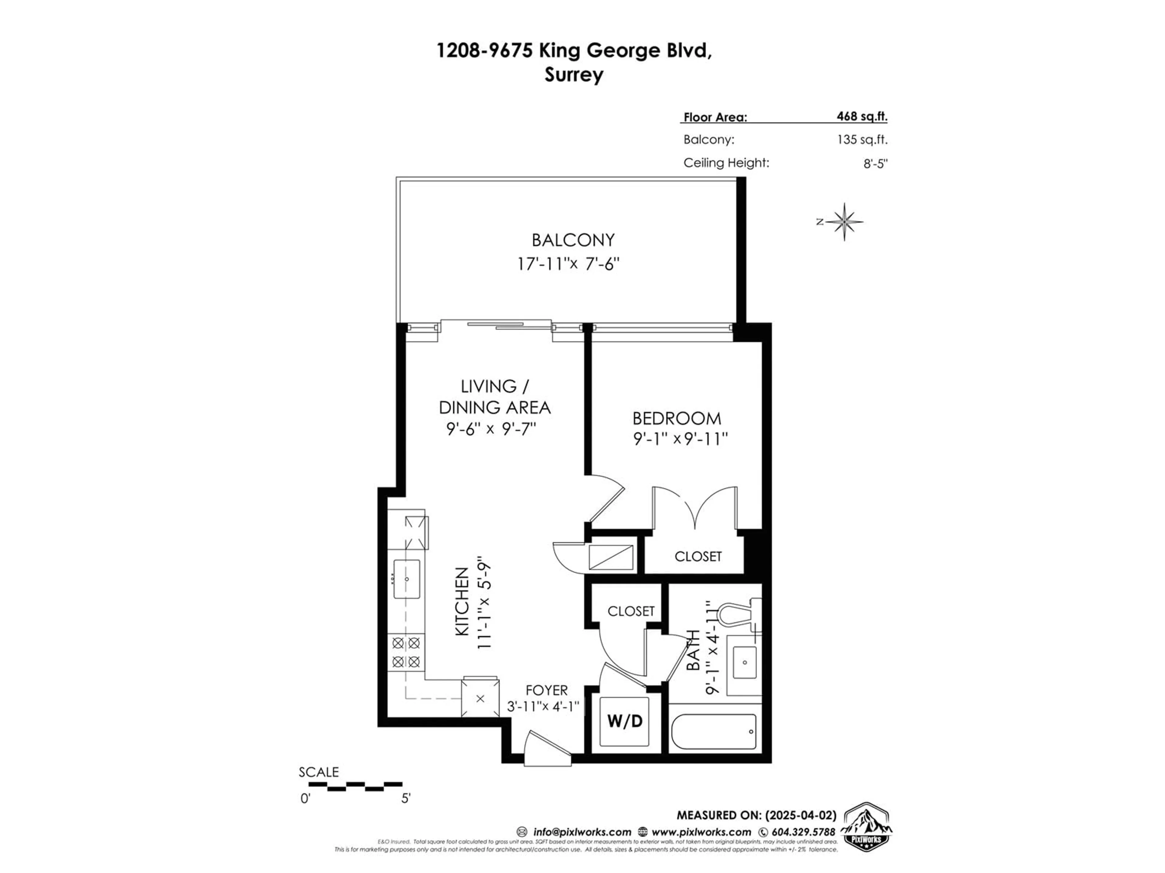 Floor plan for 1208 - 9675 KING GEORGE, Surrey British Columbia V3T0T7