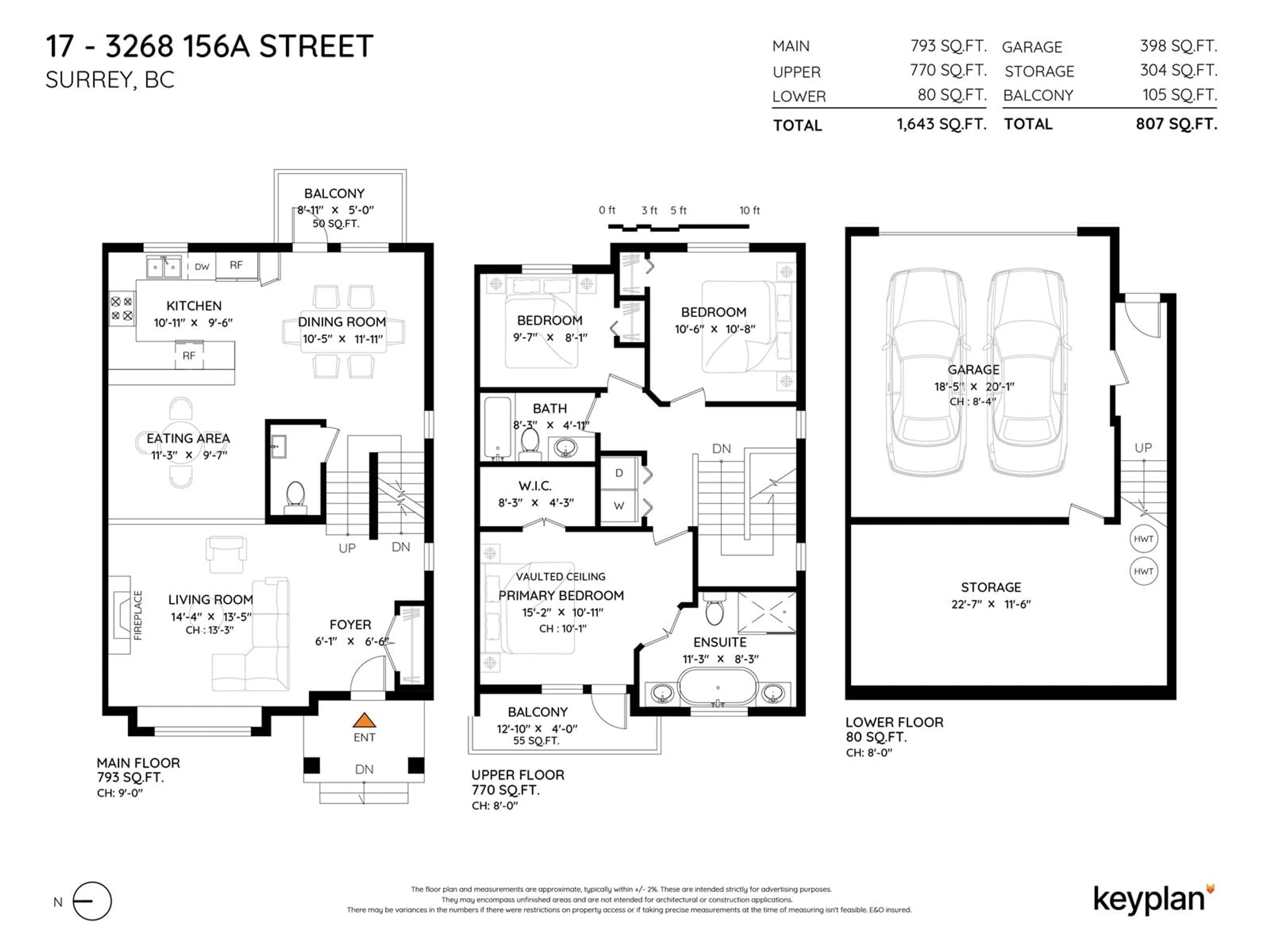 Floor plan for 17 - 3268 156A, Surrey British Columbia V3S9T1