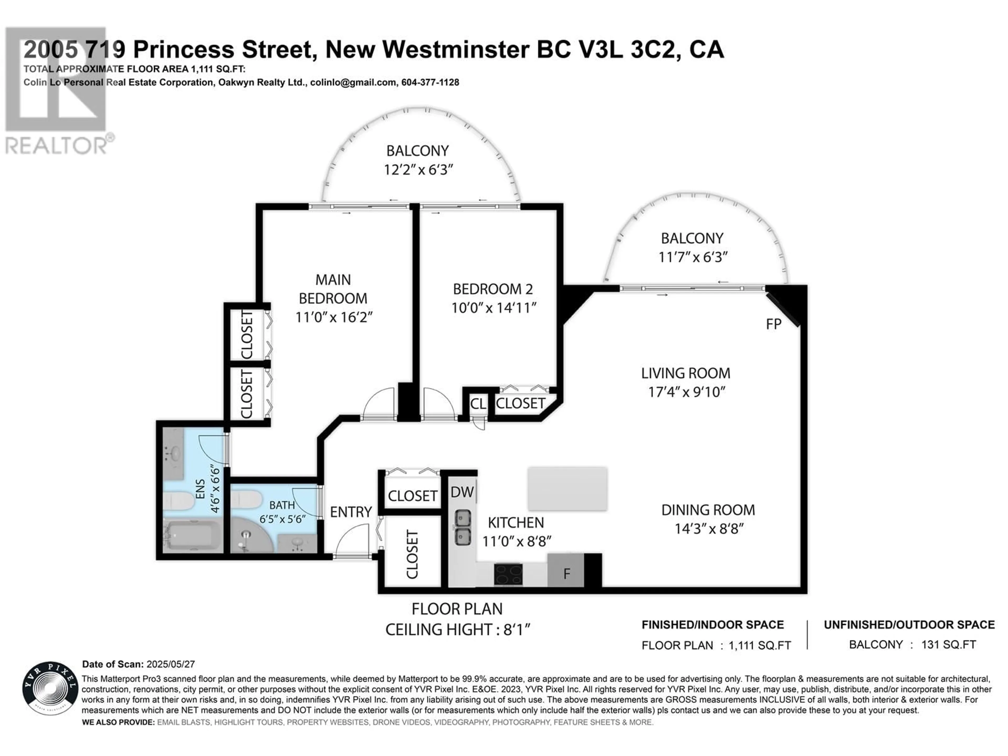 Floor plan for 2005 - 719 PRINCESS STREET, New Westminster British Columbia V3M6T9