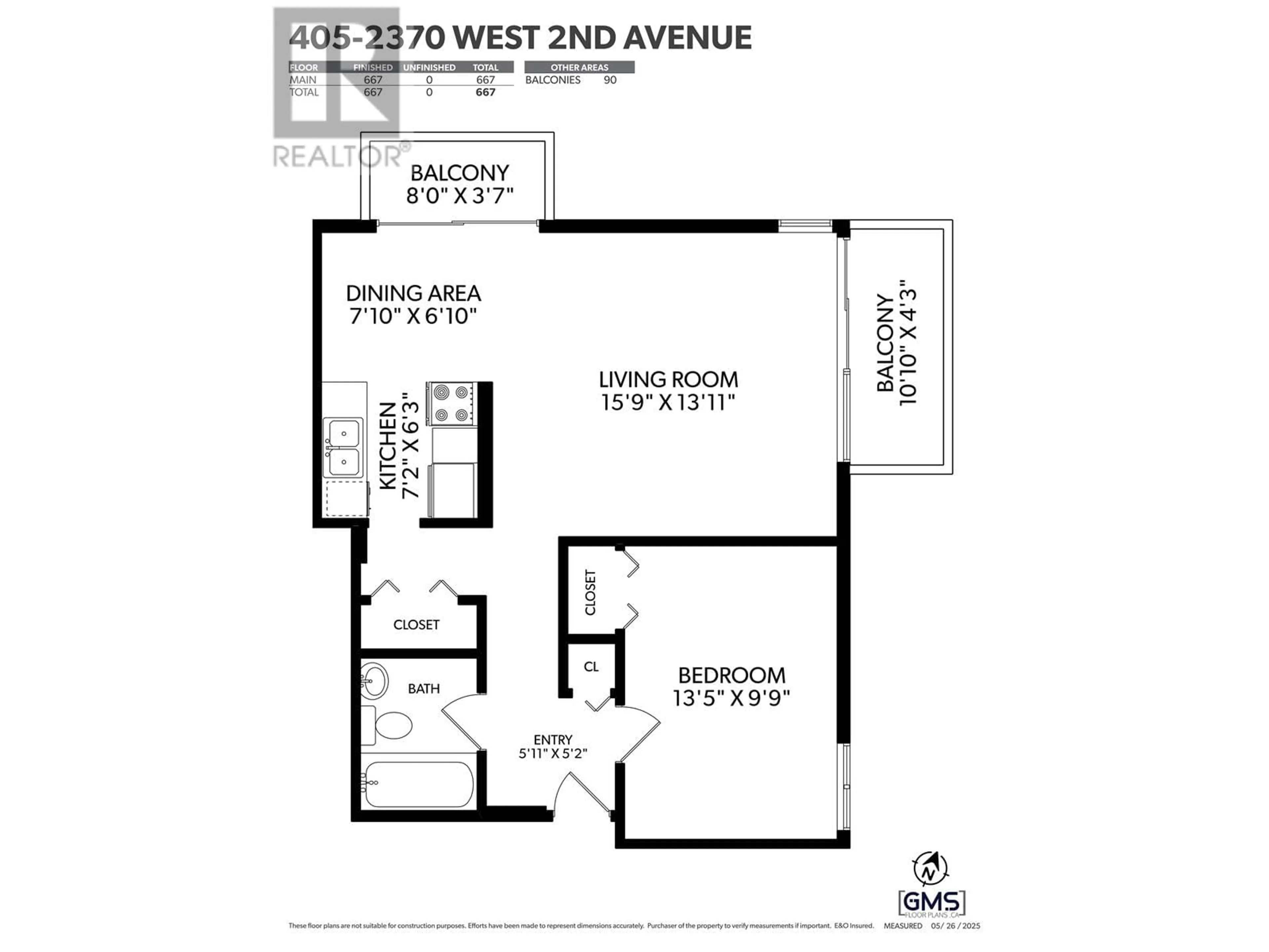 Floor plan for 405 - 2370 2ND AVENUE, Vancouver British Columbia V6K1J2