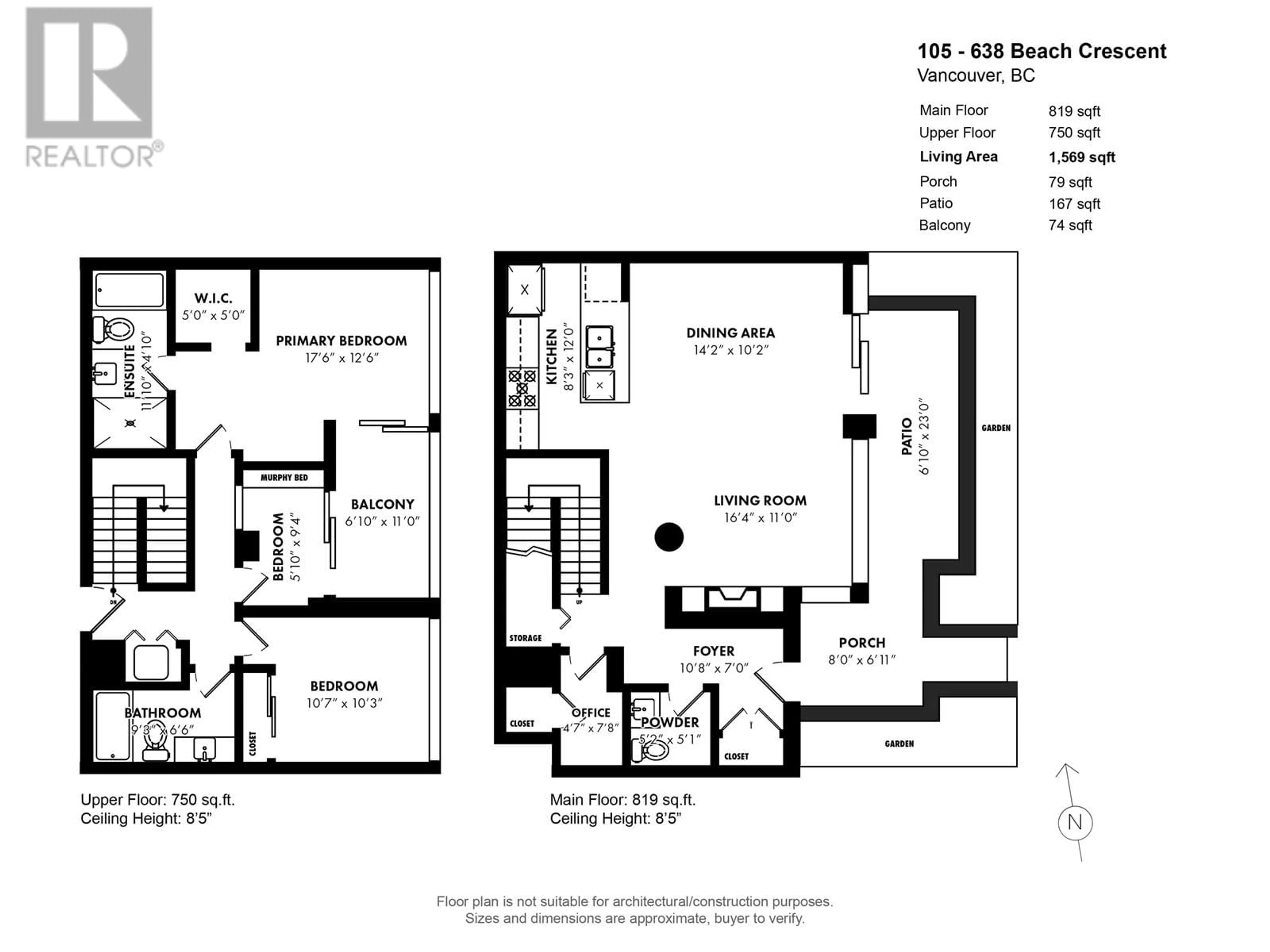 Floor plan for 105 - 638 BEACH CRESCENT, Vancouver British Columbia V6Z3H4