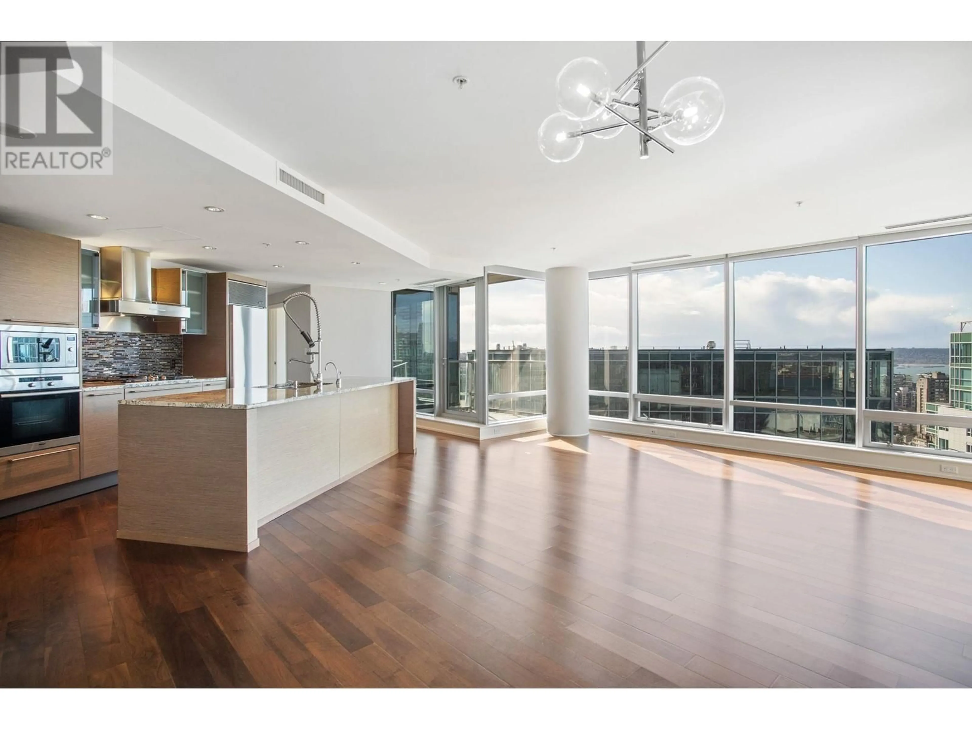 Open concept kitchen, wood/laminate floor for 3309 - 1111 ALBERNI STREET, Vancouver British Columbia V6E4V2