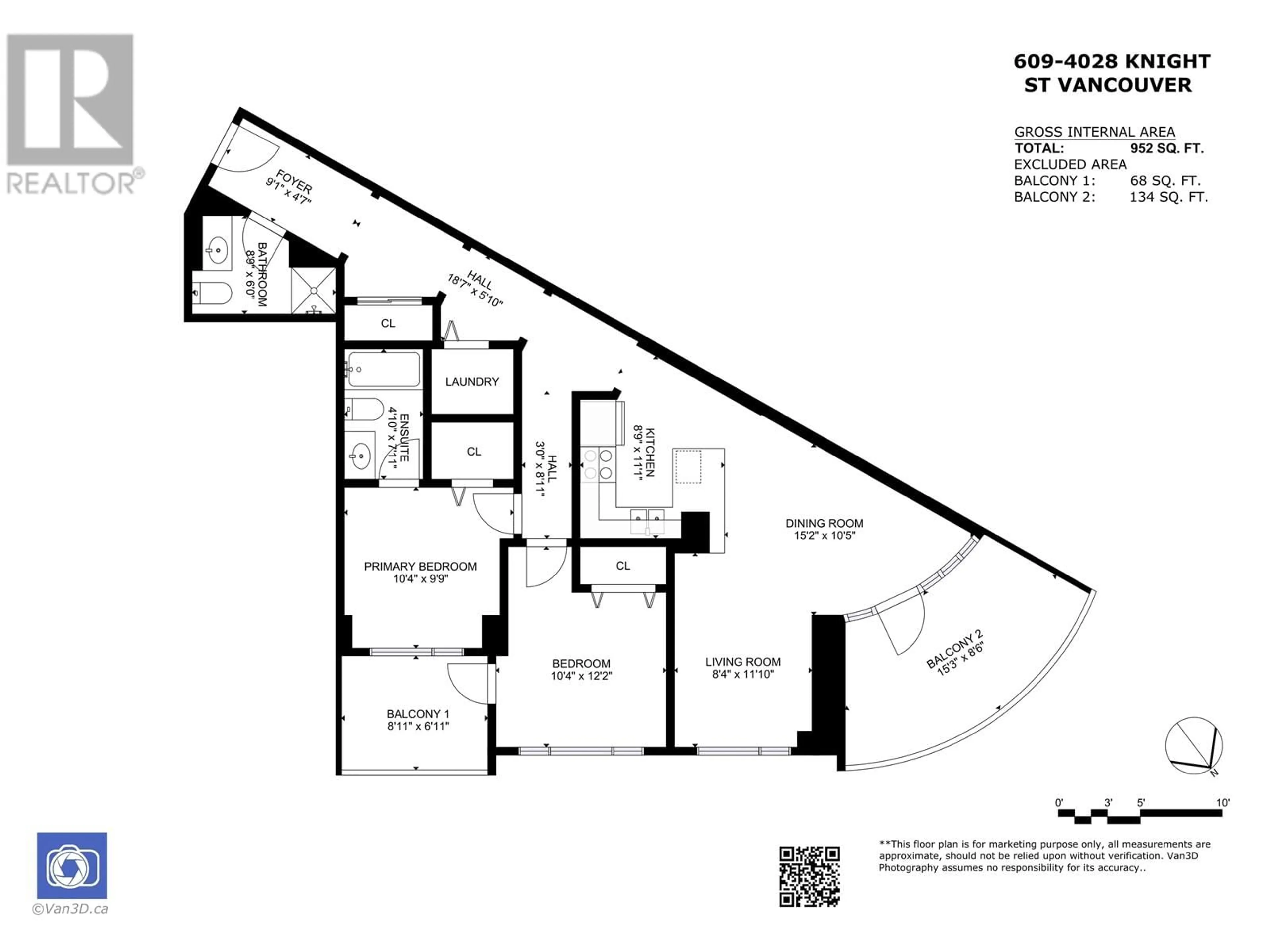 Floor plan for 609 - 4028 KNIGHT STREET, Vancouver British Columbia V5N5Y8