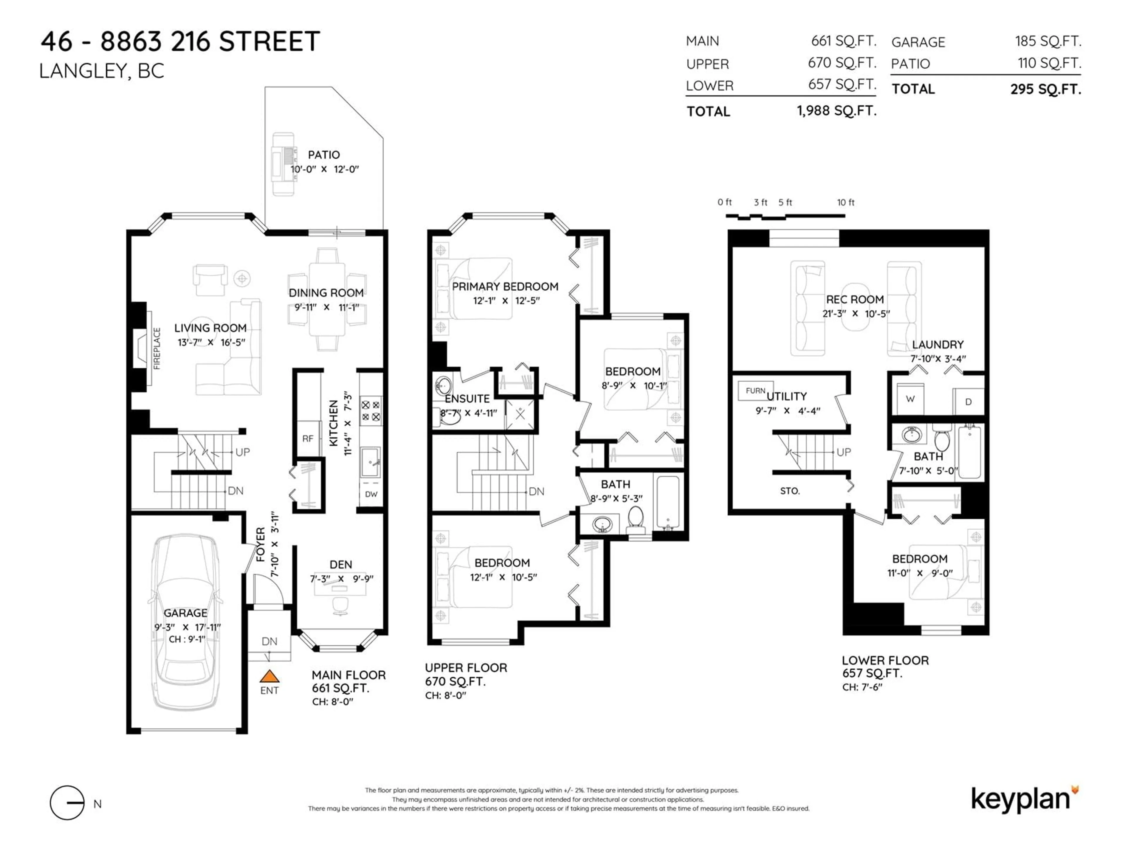 Floor plan for 46 - 8863 216, Langley British Columbia V1M2G9