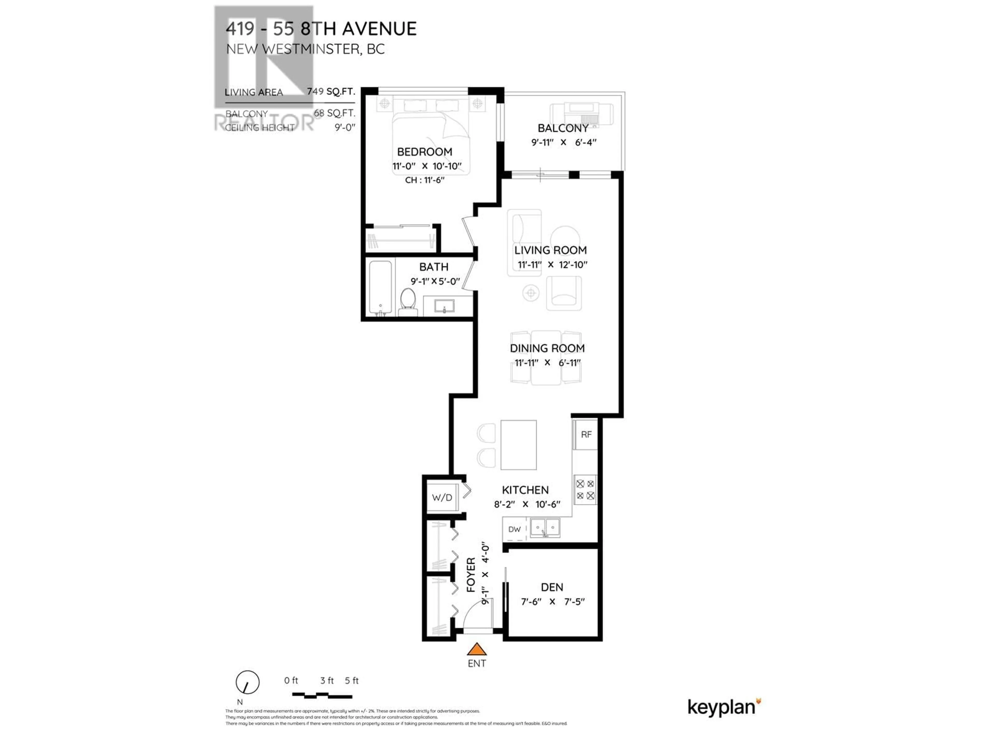 Floor plan for 419 - 55 EIGHTH AVENUE, New Westminster British Columbia V3L0E8
