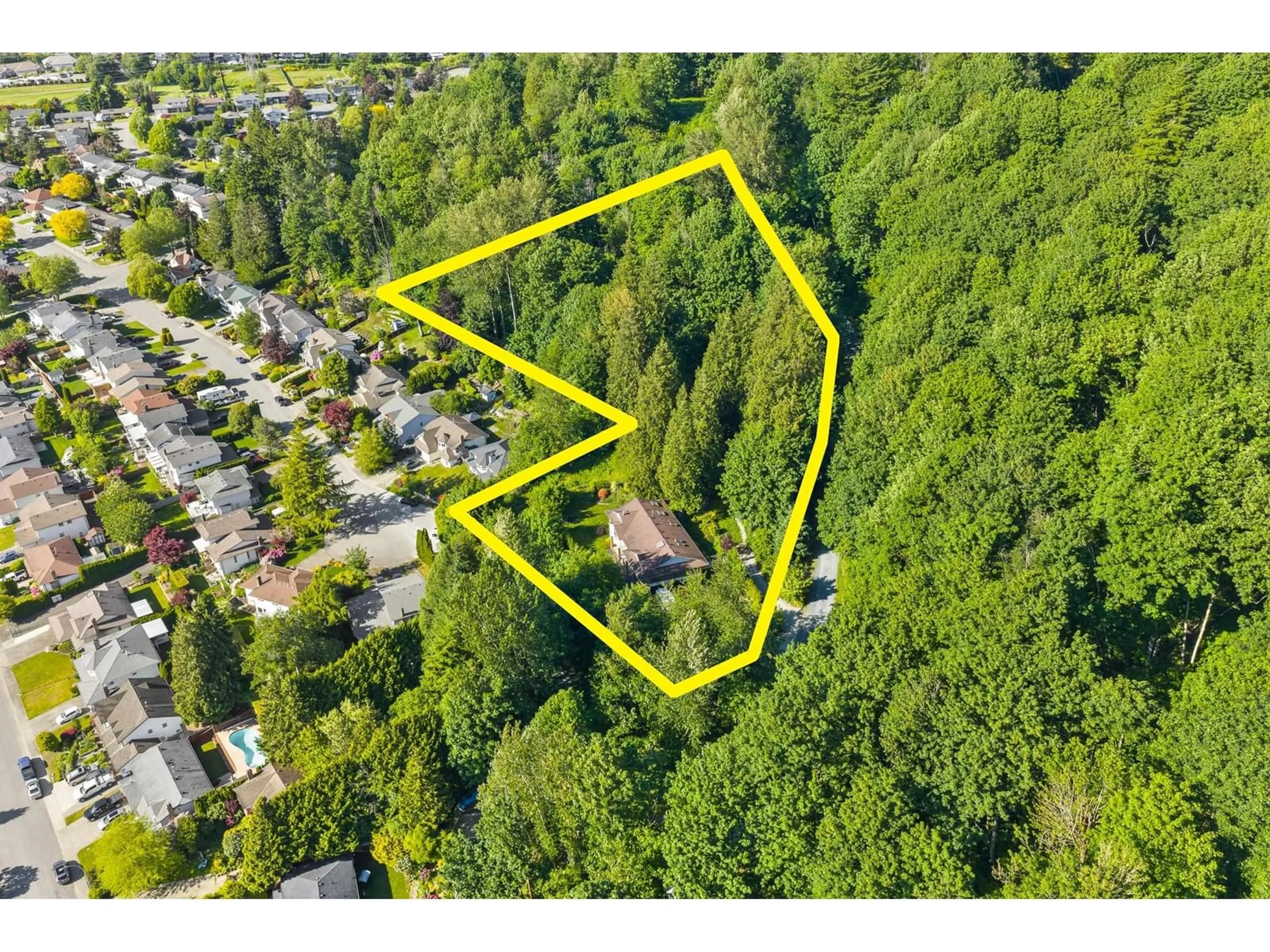 A pic from outside/outdoor area/front of a property/back of a property/a pic from drone, forest/trees view for E - 2904 GLENCOE, Abbotsford British Columbia V3G1H5
